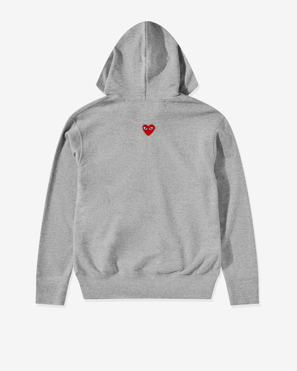 Play - Unisex Back Red Heart Zip Hooded Sweatshirt - (Grey)