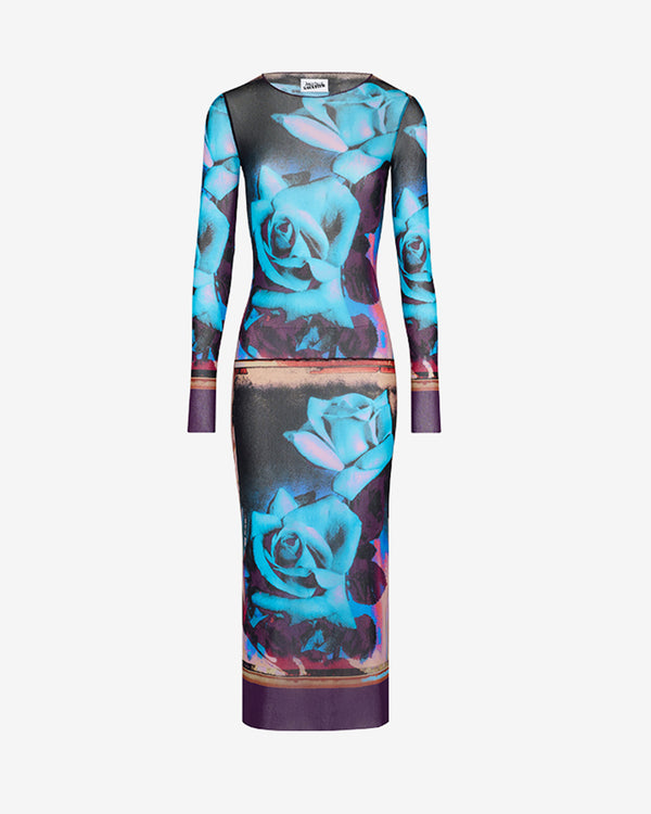 Jean Paul Gaultier - Women
s Mesh Long Sleeve Dress - (Purple/Blue)