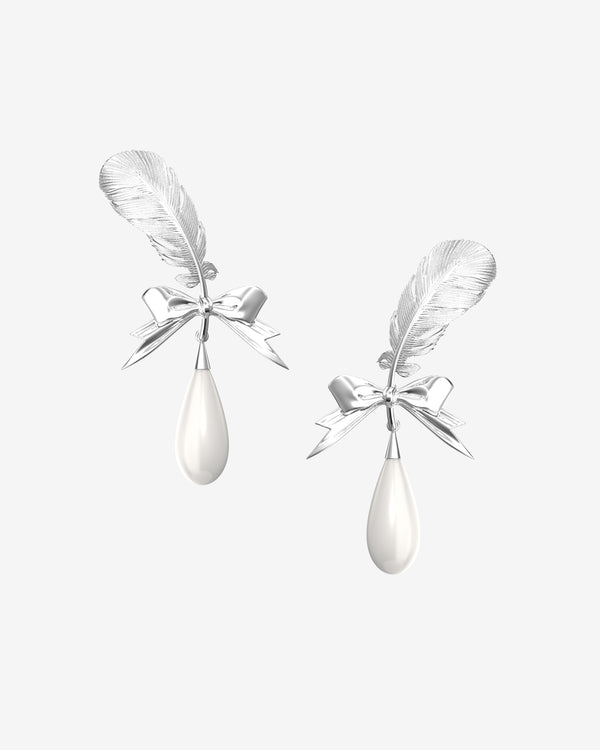 Shushu Tong - Women
s Teardrop Feather Earrings - (Silver)