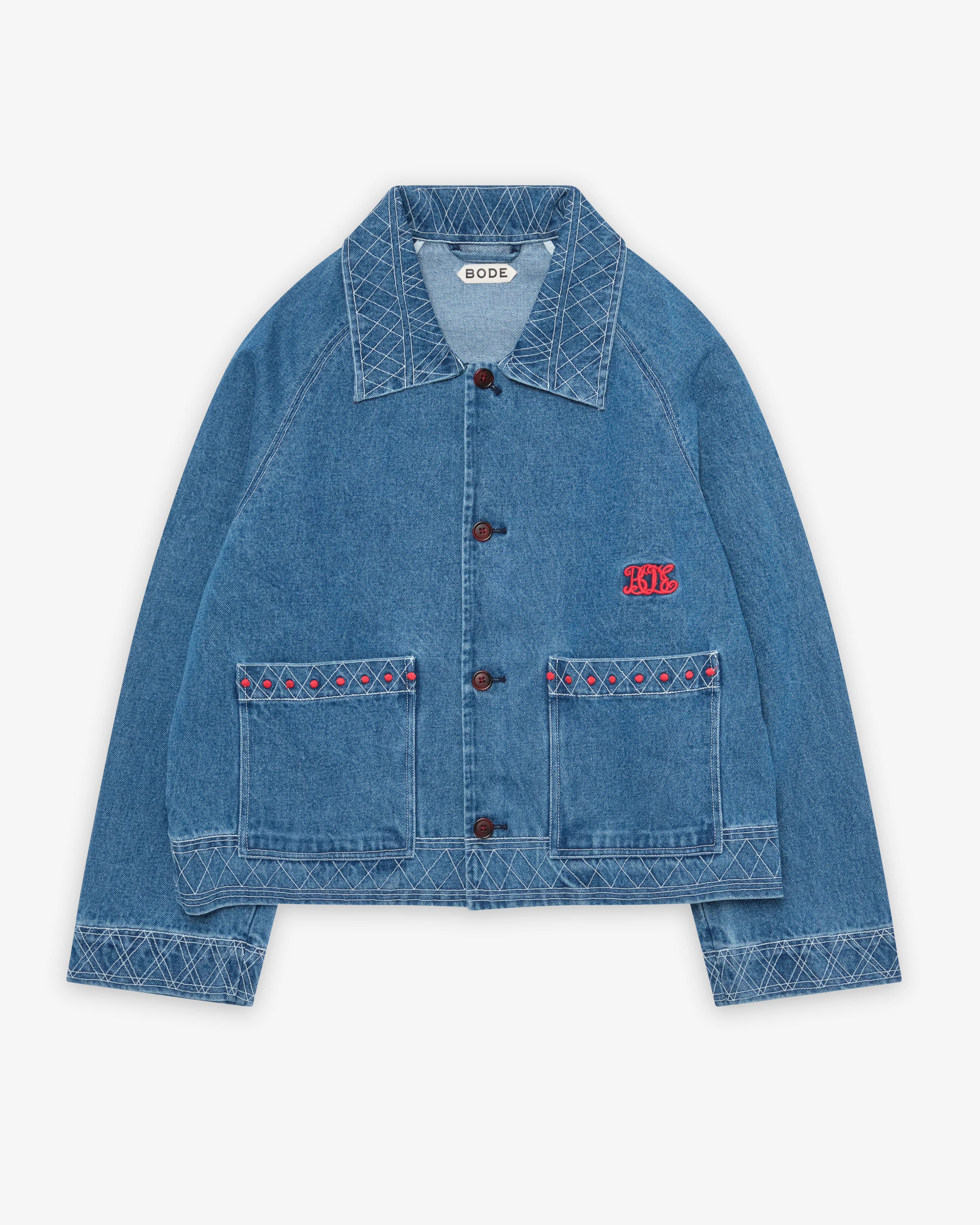 Bode - Men's Embroidered Denim Jacket - (Indigo)