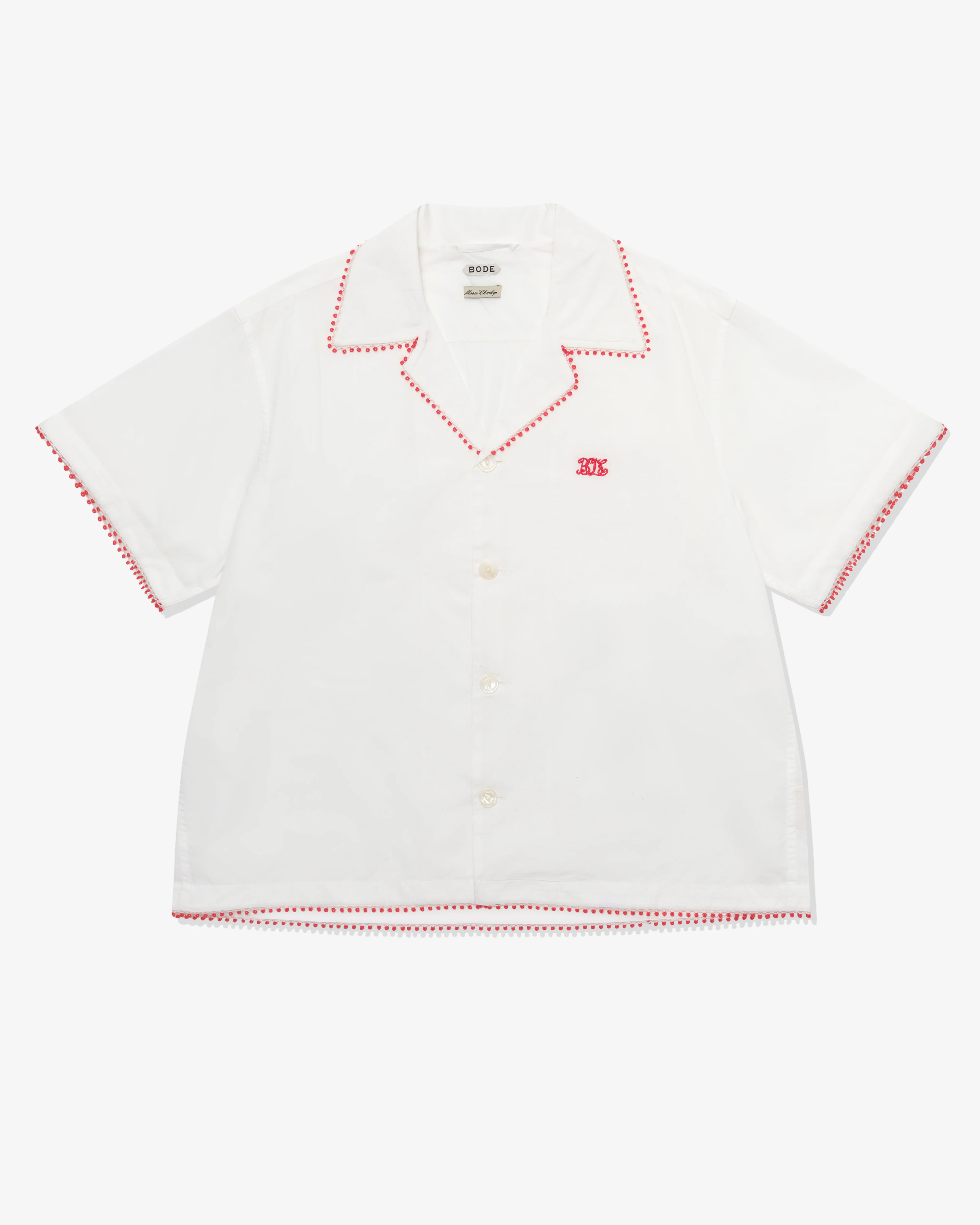 Bode - Men's Redbud Short Sleeve Shirt - (White)
