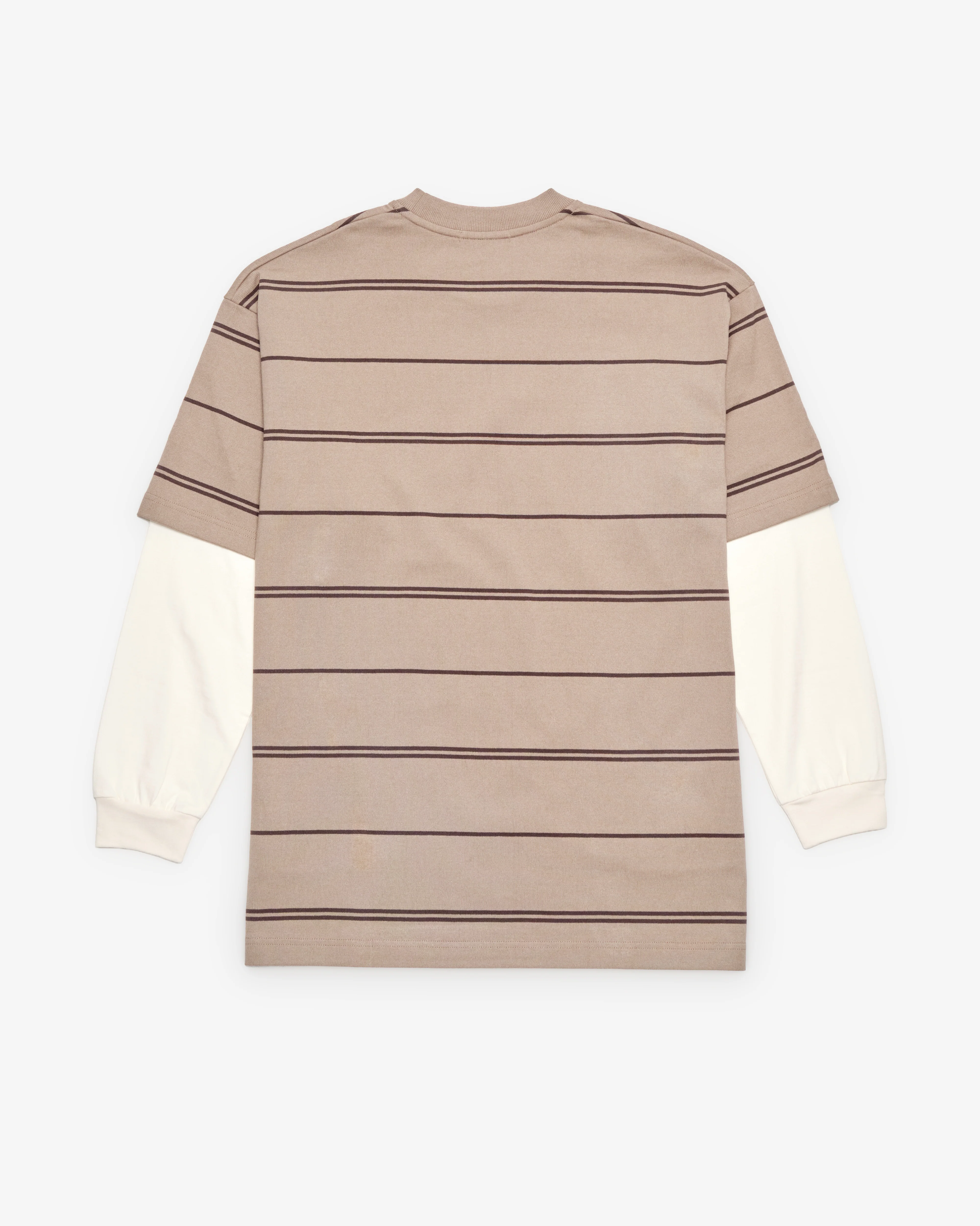 CDG Homme - Men's Layered Stripe T-Shirt - (Beige/Dark Brown)