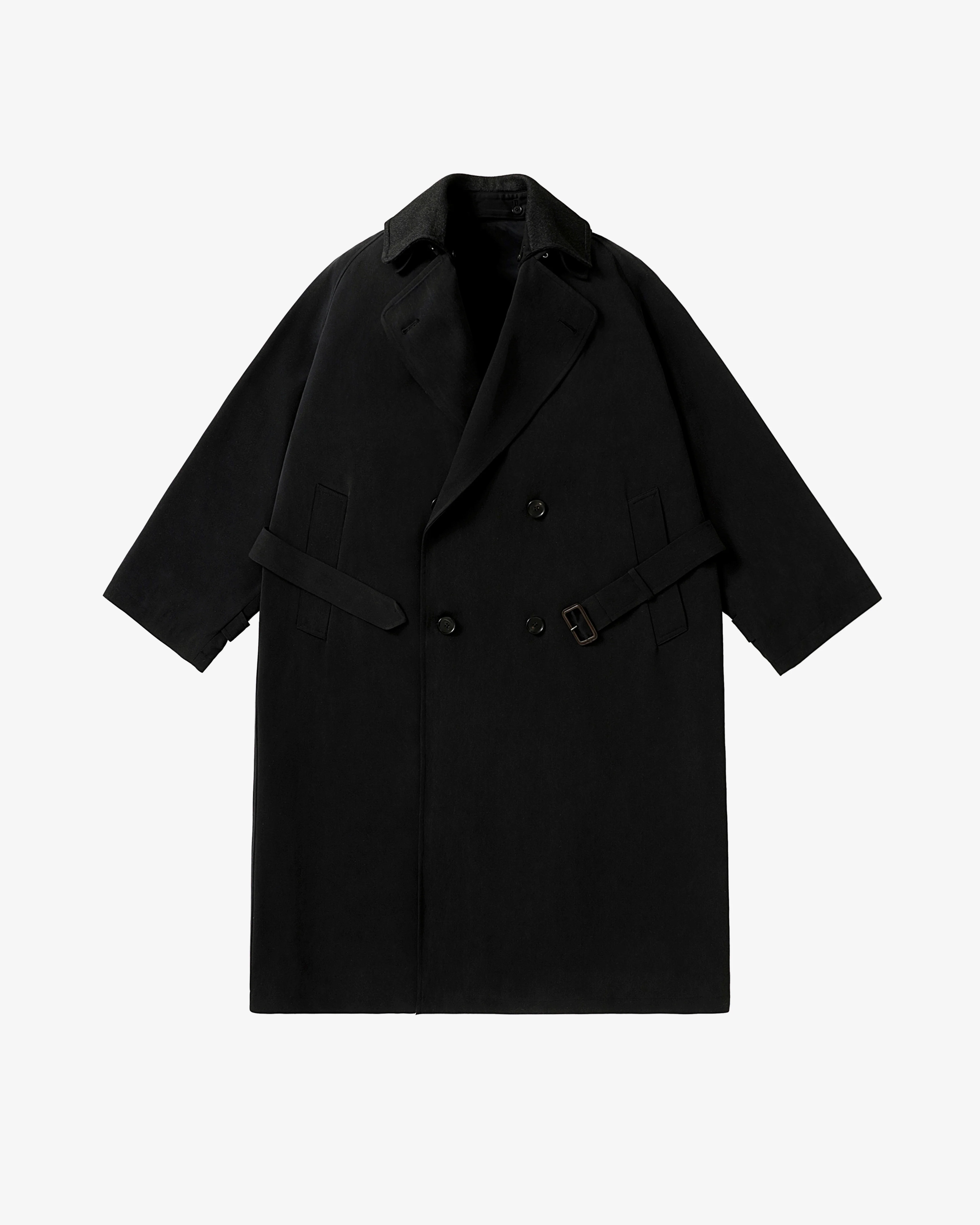 A.Presse - Men's Maxi Length Washed Silk Trench - (Black)