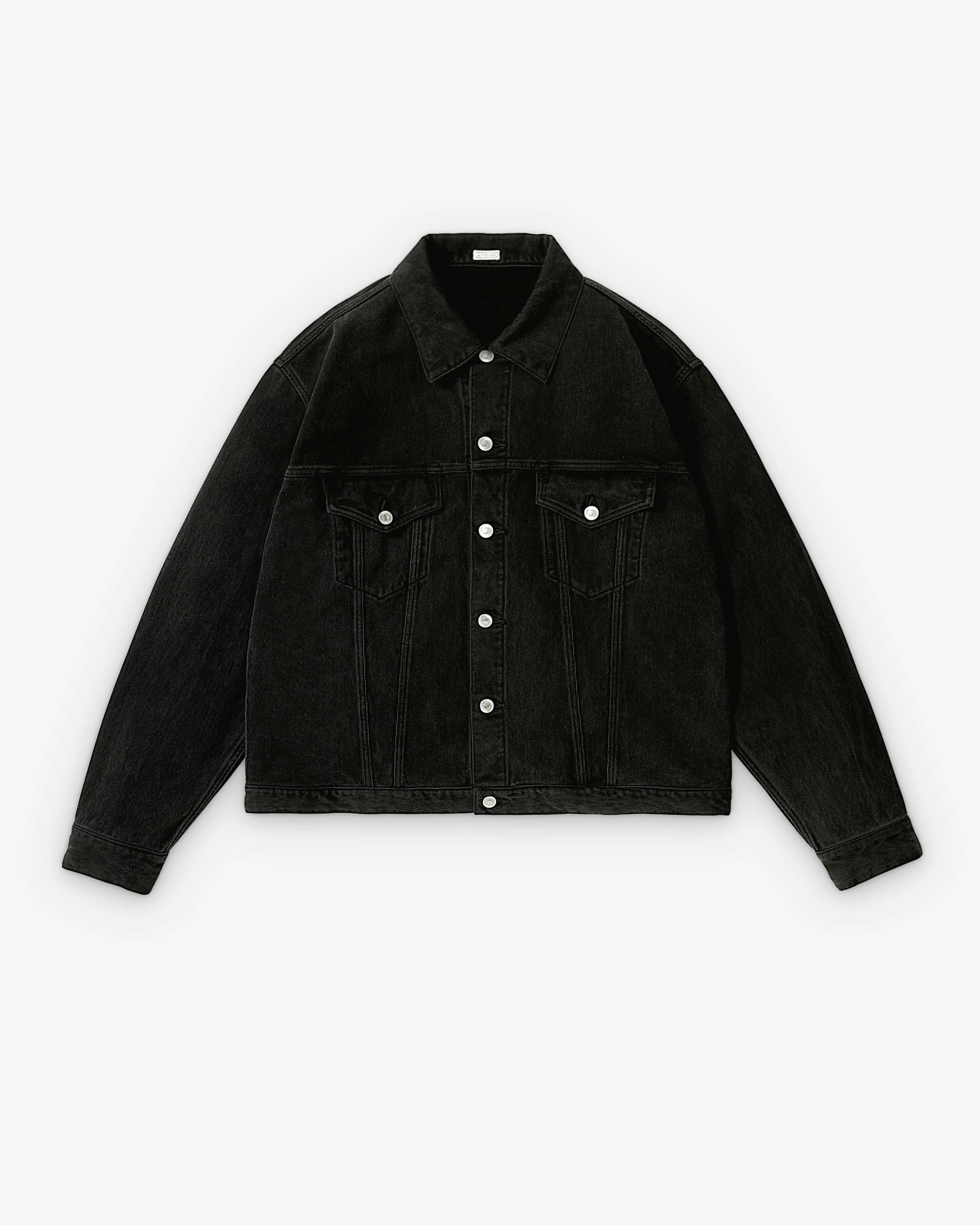 A.Presse - Men's Washed Cotton Pique 3rd Trucker Jacket - (Black)