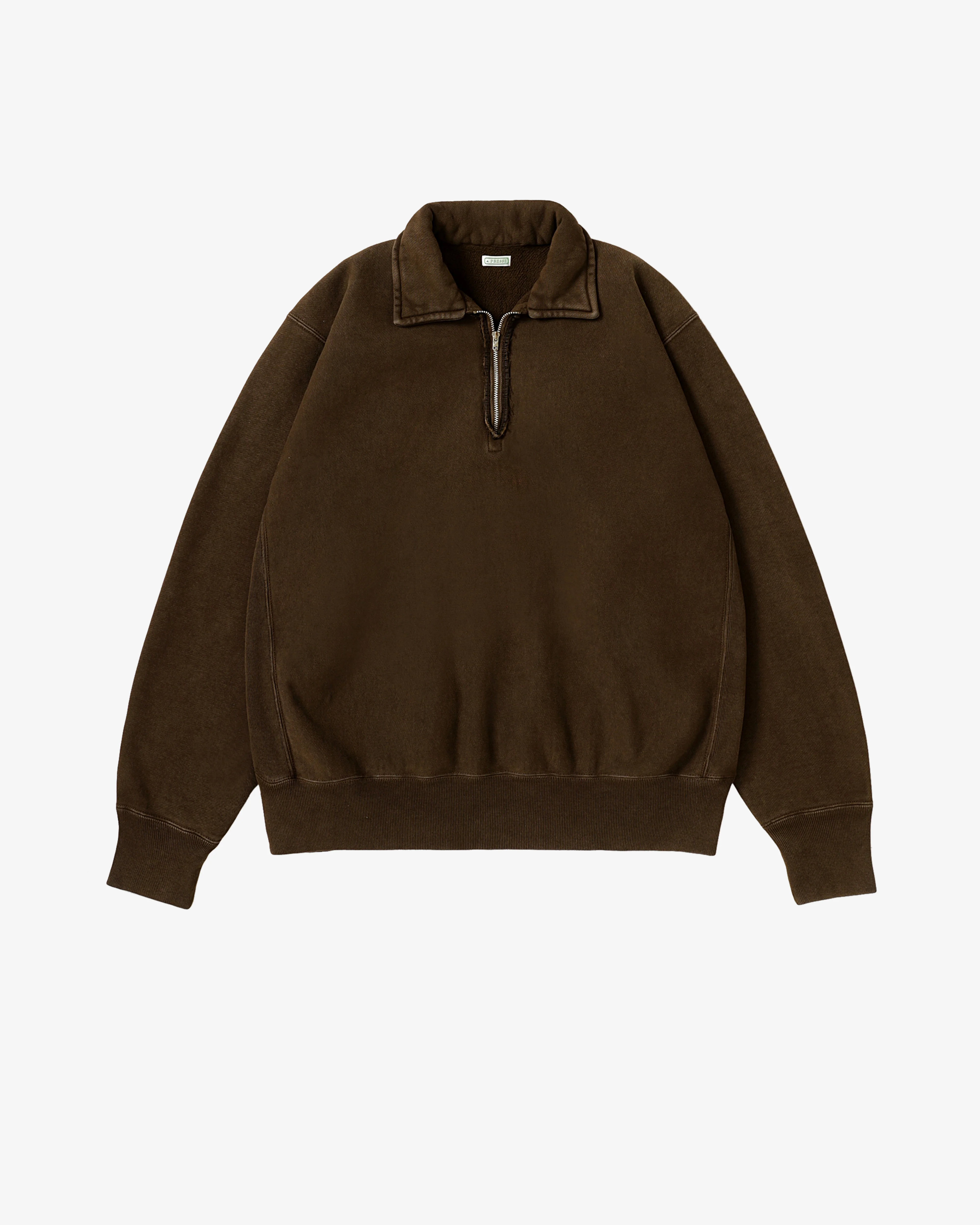 A.Presse - Men's Vintage Half Zip Sweatshirt - (Brown)