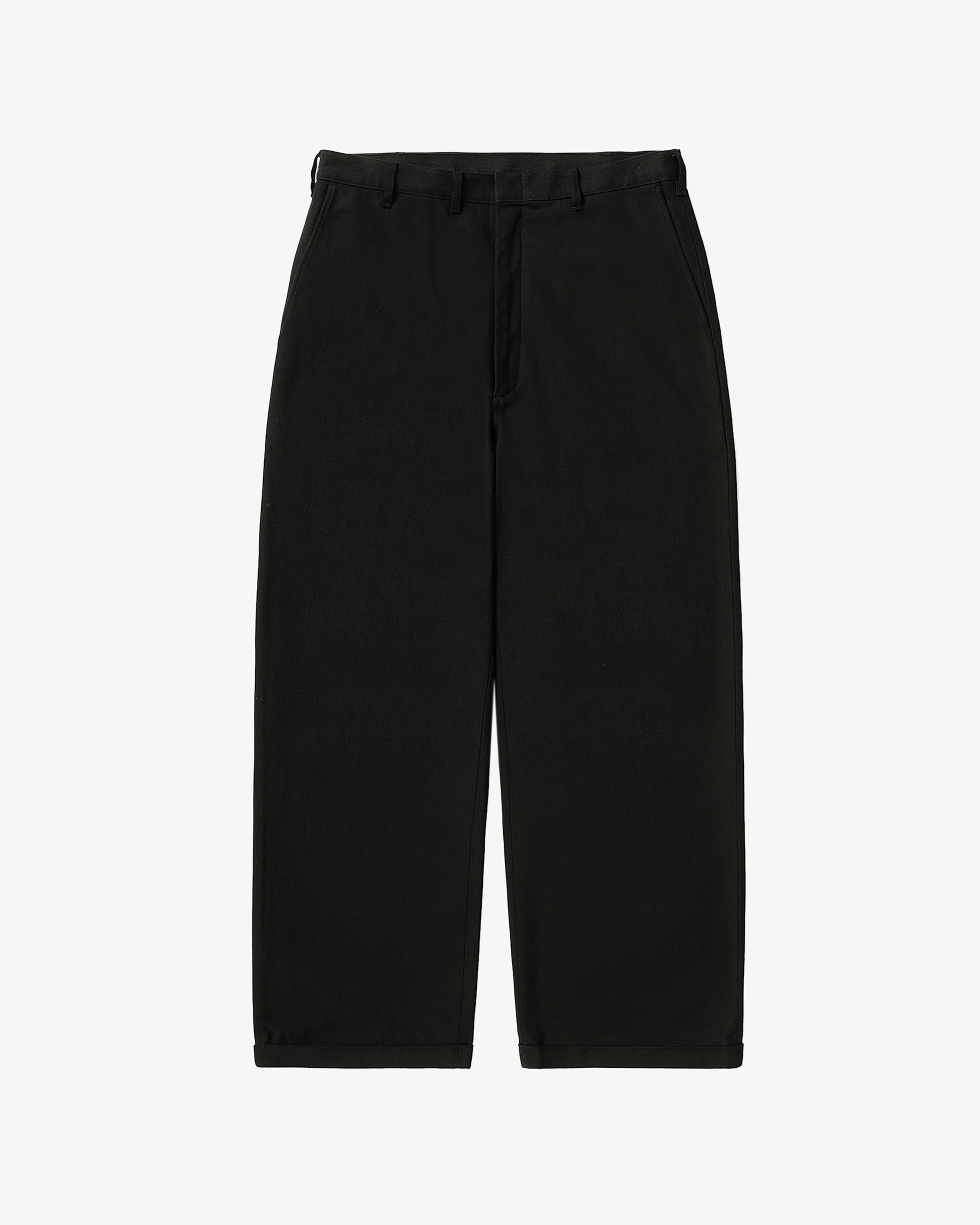 A.Presse - Men's Twisted Cotton Straight Trousers - (Black)