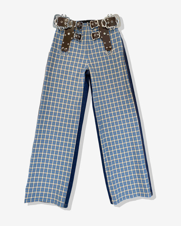 Chopova Lowena - Women
s Tartan and Denim Jeans - (Blue)