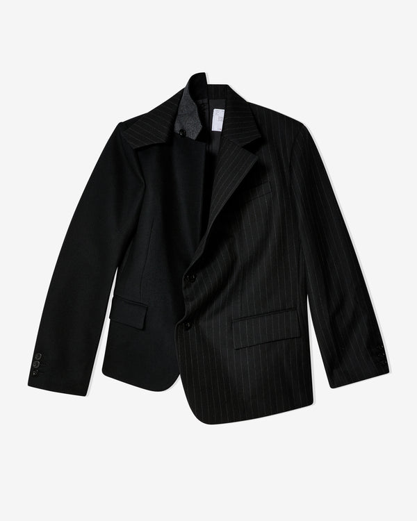 Sacai - Women
s Chalk Stripe Asymmetric Jacket - (Black)