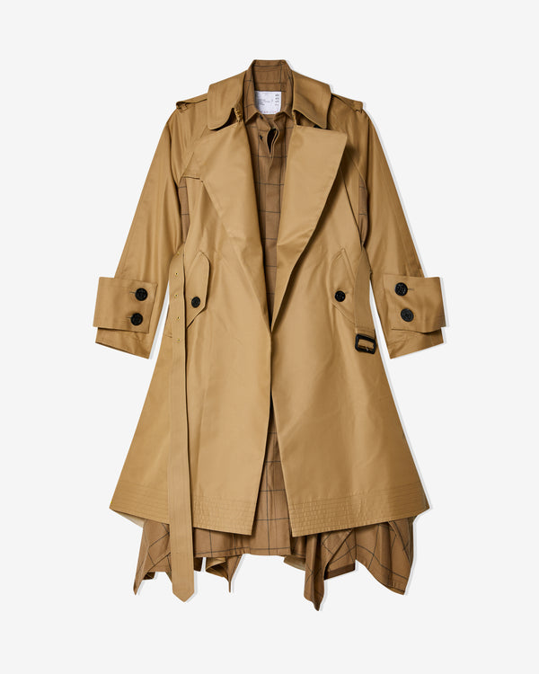 Sacai - Women
s Cotton Gabardine Coat - (Beige)