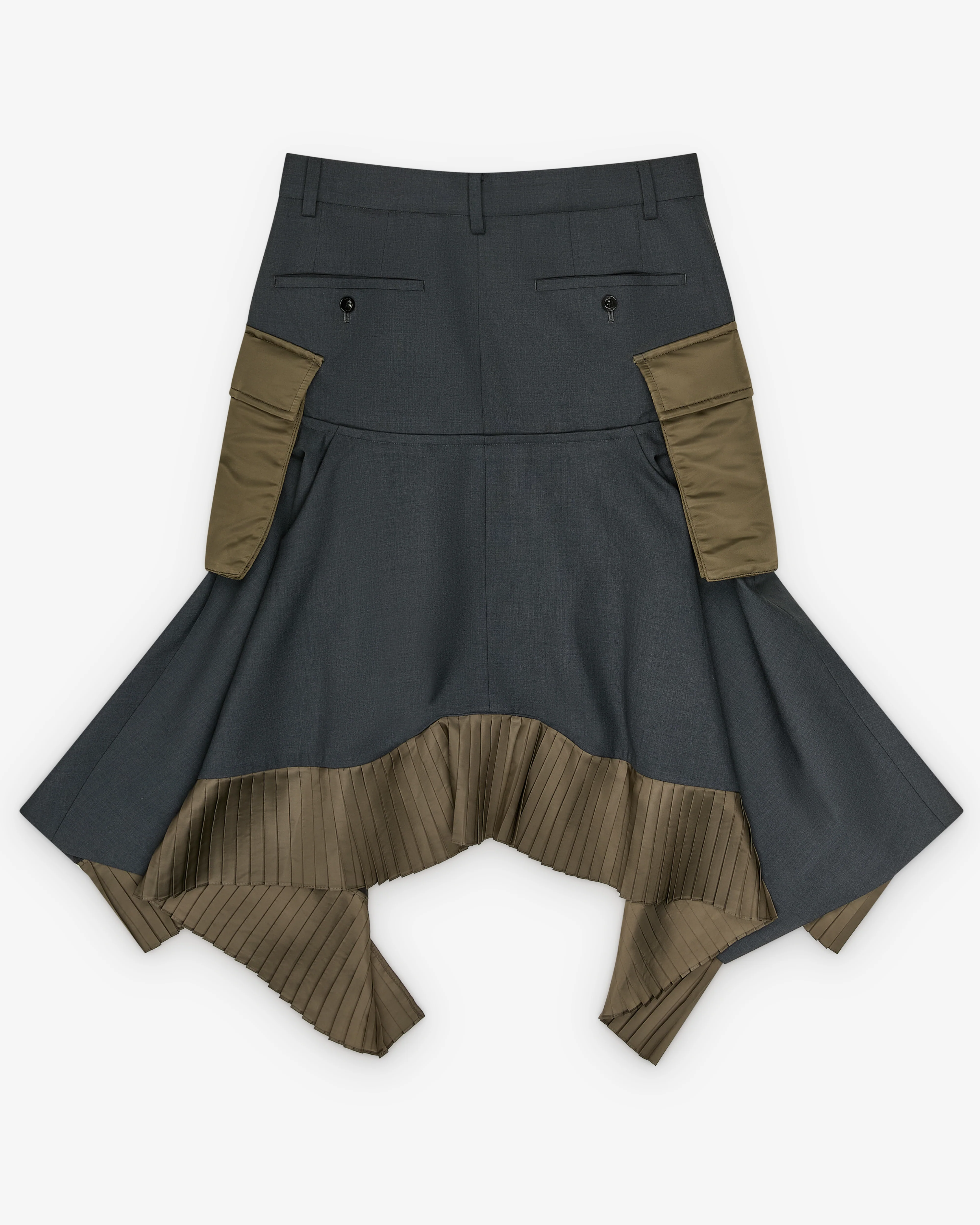 Sacai - Women's Nylon Twill Skirt - (Gray/Dark Khaki)