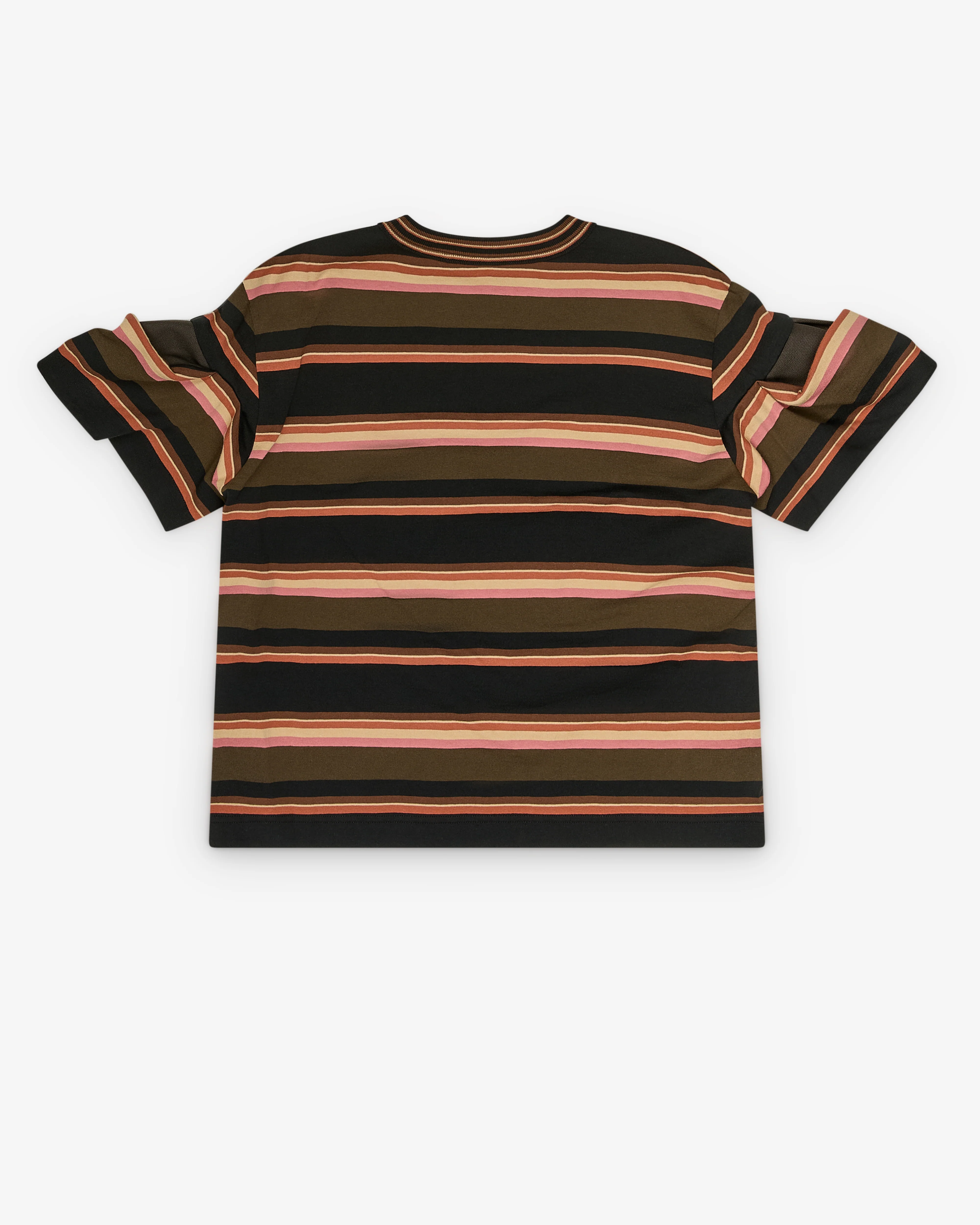 sacai - Women's Horizontal Stripe T-Shirt - (Khaki/Pink)