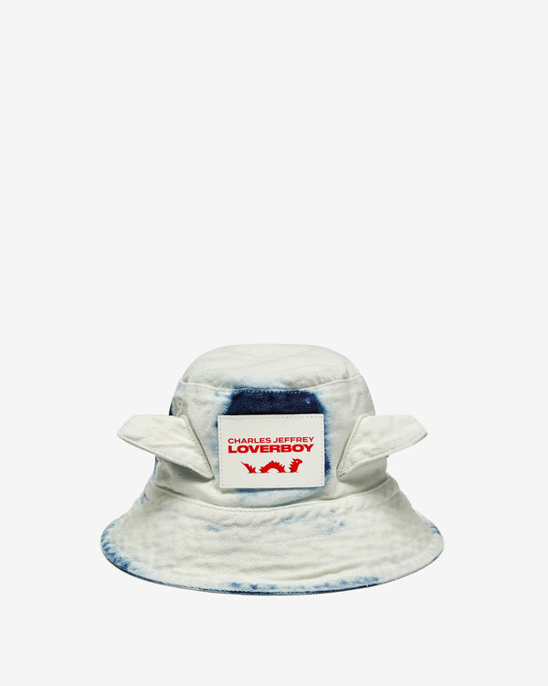 Charles Jeffrey - Men
s Ear-Flaps Denim Bucket Hat - (White)