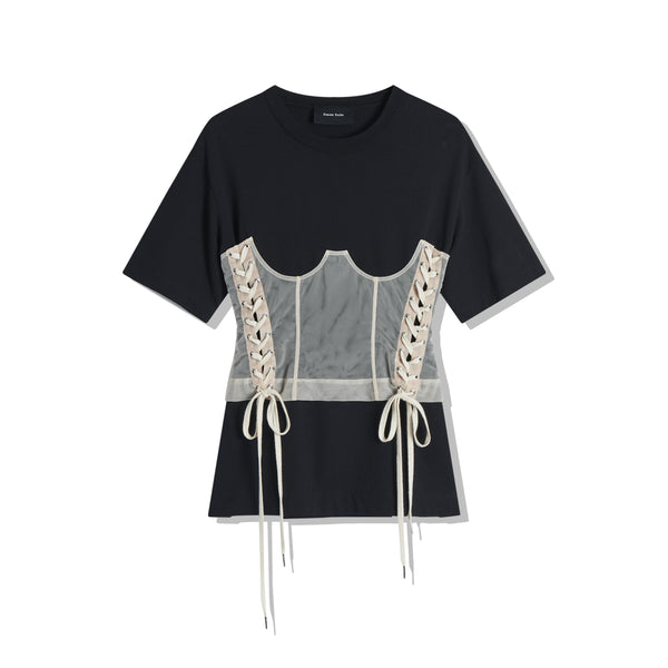 Simone Rocha - Boxy T-Shirt With Corset Panel - (Black-Nude)