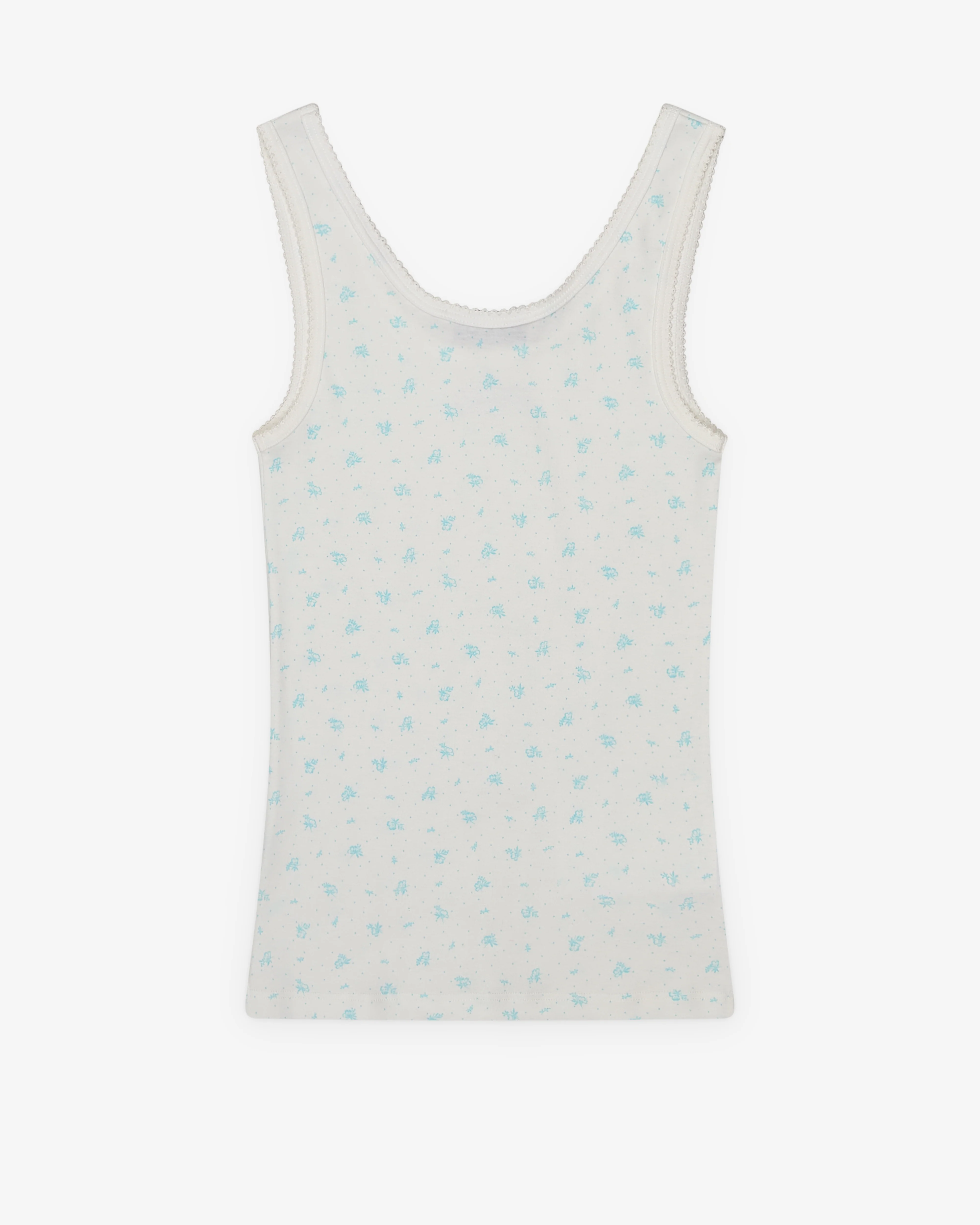 Miu Miu - Women's Ribbed Jersey Tank Top - (White/Light Blue)