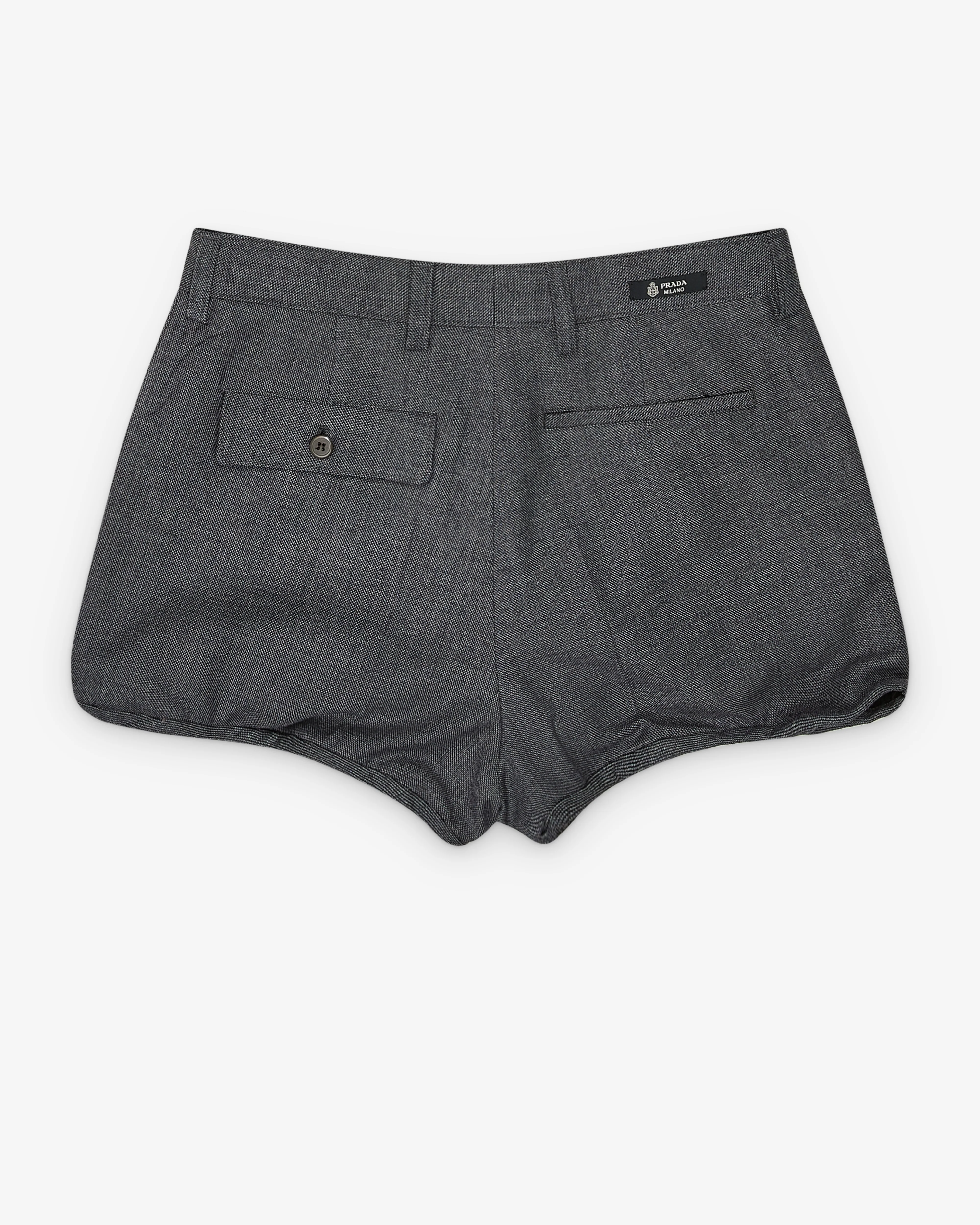 Prada - Women's Grisaille And Antiqued Satin Shorts - (Anthracite Shorts)