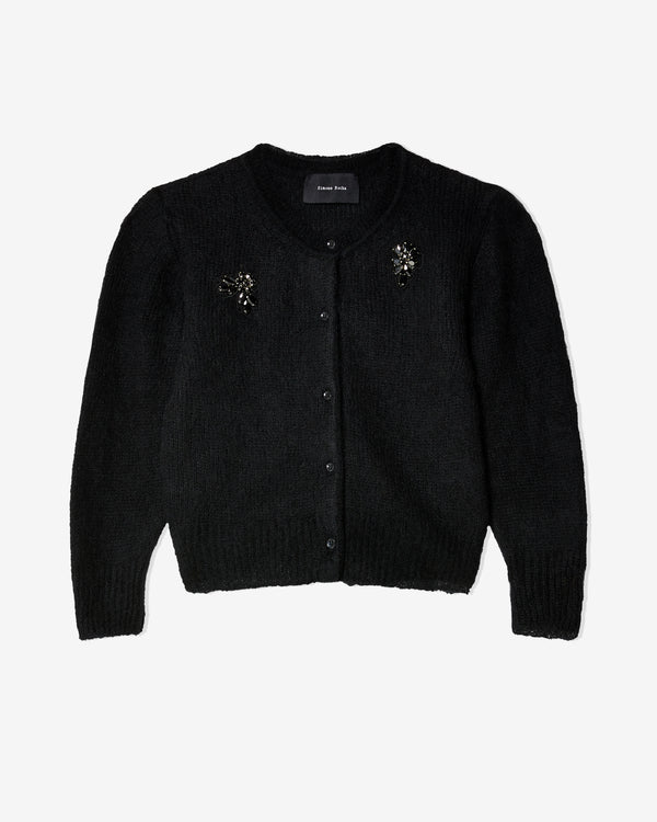 Simone Rocha - Women
s Cropped Alpaca Knit Cardigan - (Black Jet)