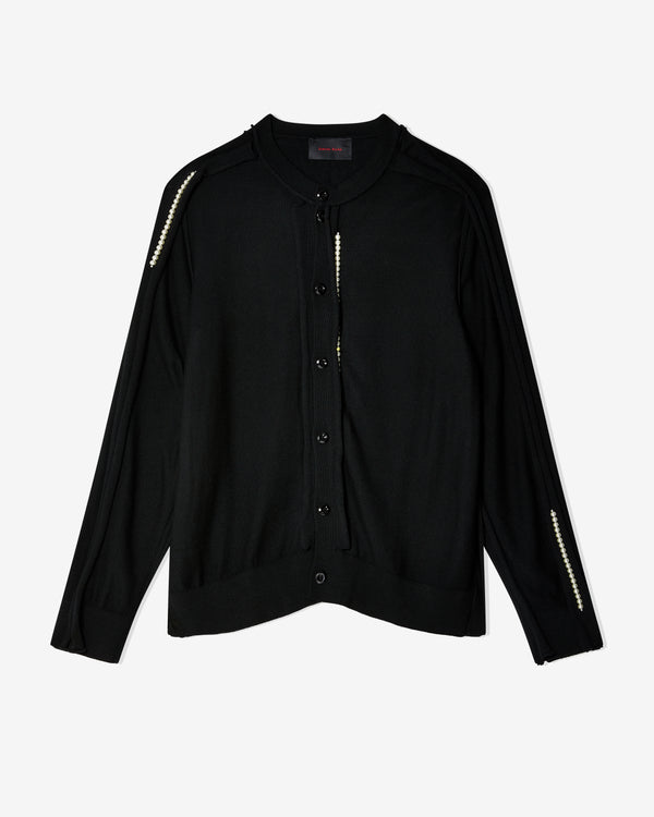 Simone Rocha - Men
s Beaded Inverted Seam Cardigan - (Black/Pearl)