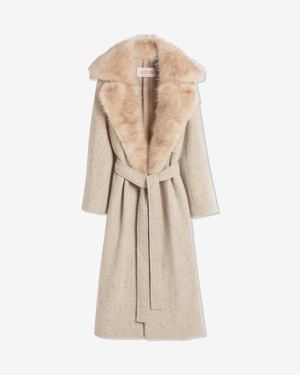 Valentino - Women
s Textured Wool Coat - (Camel)