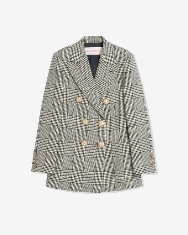 Valentino - Women
s Houndstooth Wool Blazer - (Ivory/Black)