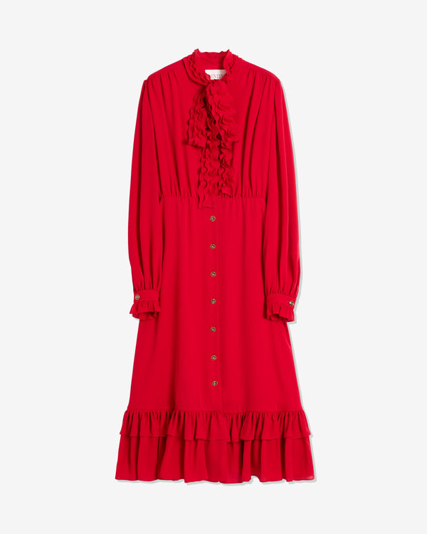 Valentino - Women
s Georgette Midi Dress - (Dark Red)