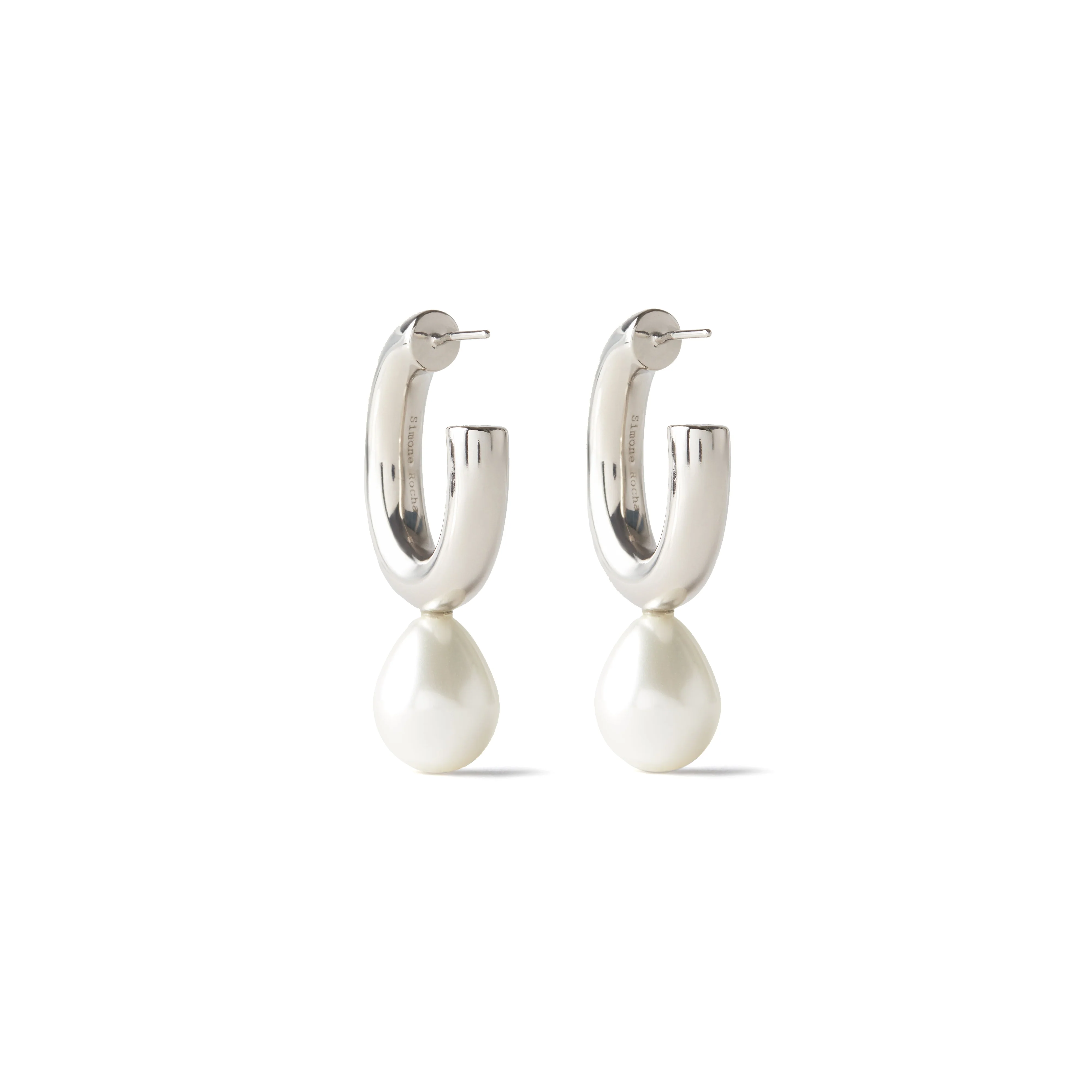 Simone Rocha - Women’s Pearl Egg Hoop Earrings - (Silver/Pearl)