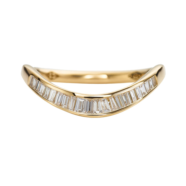 Artëmer - Curved Baguette Diamond Wedding Band - (Yellow Gold/Diamond)