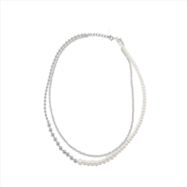 Completedworks - Women
s Forgotten Seas Necklace - (Pearl/Rhodium Plated)