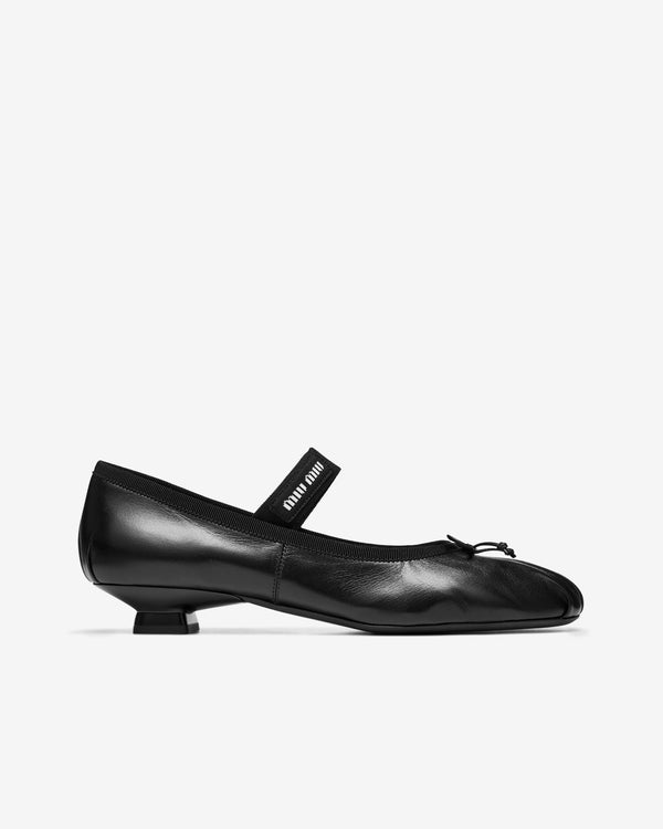 Miu Miu - Women
s Heel Ballerina Shoe - (Black)