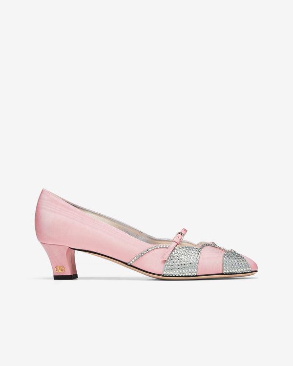 Valentino - Women
s Bowow Pumps In Moirè Fabric With Crystals - (Pink/Silver)