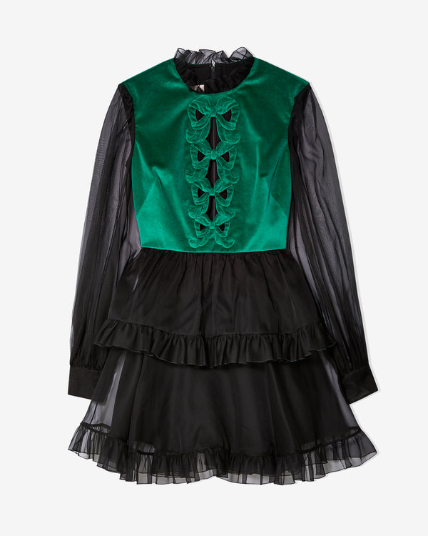 Valentino - Women
s Short Embroidered Organza Dress - (Black/Emerald)