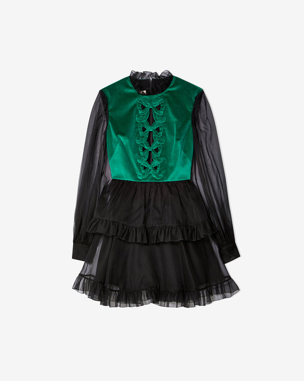 Valentino - Women
s Short Embroidered Organza Dress - (Black/Emerald)