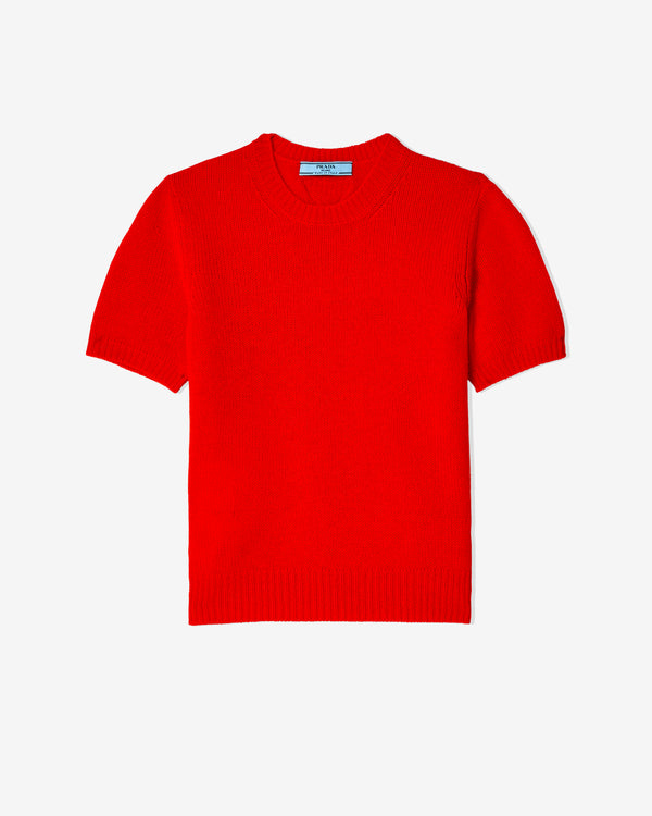 Prada - Women
s Short-Sleeved Cashmere Sweater - (Red)