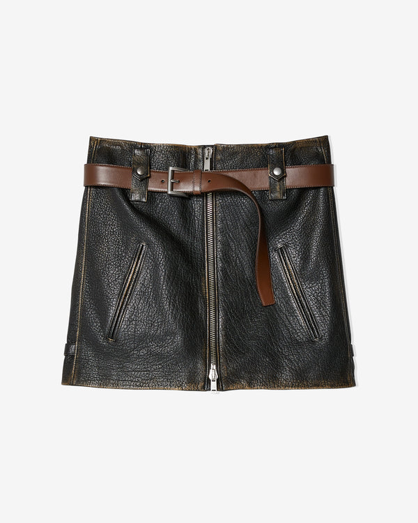 Prada - Women
s Faux Leather Skirt - (Black)