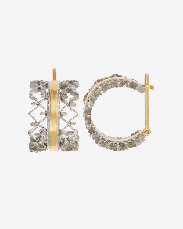 Nikolle Radi - Women
s Brocade Small Hoops - (White Diamond)