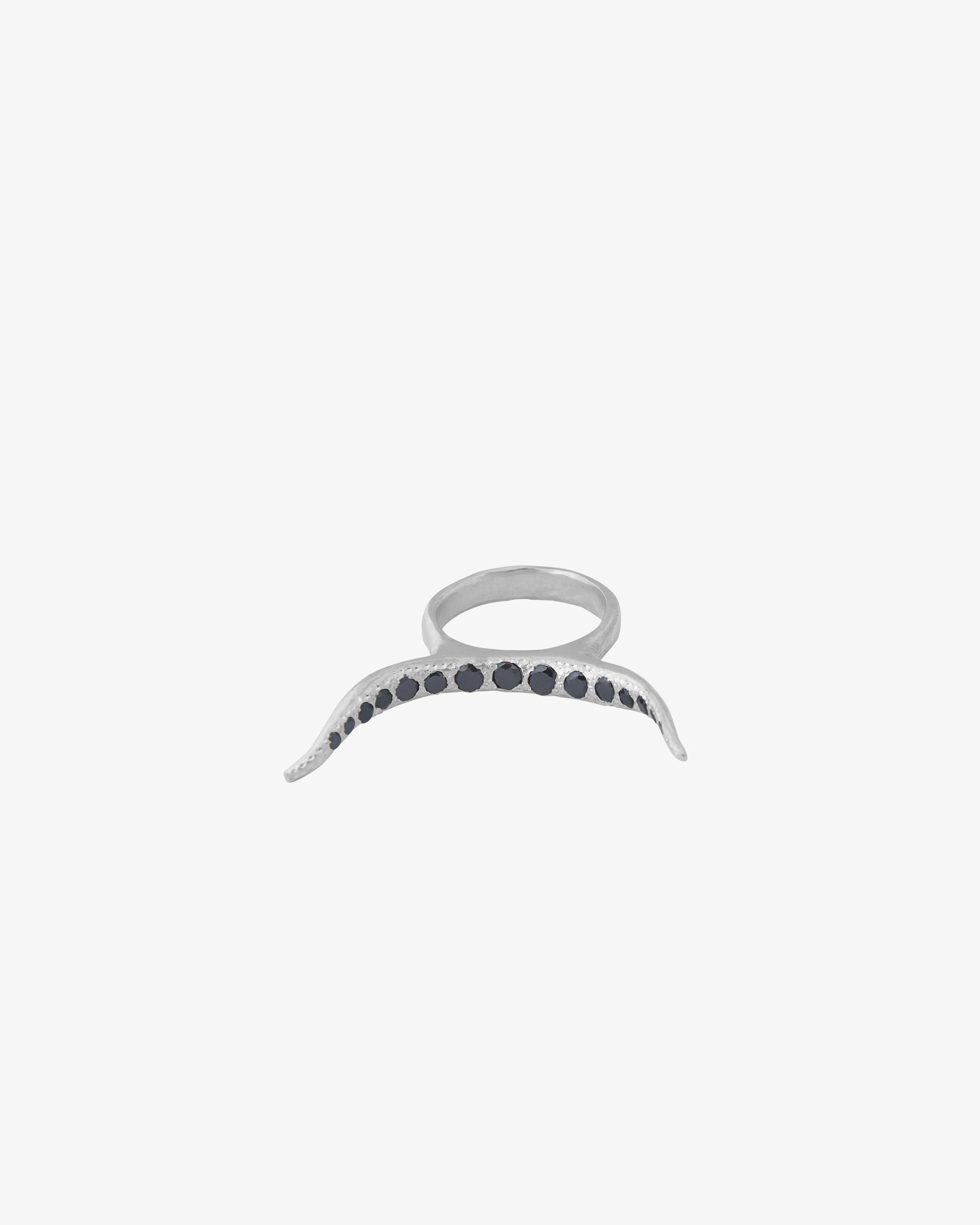 Burkindy - Horn Ring - (Sterling Silver/Onyx)