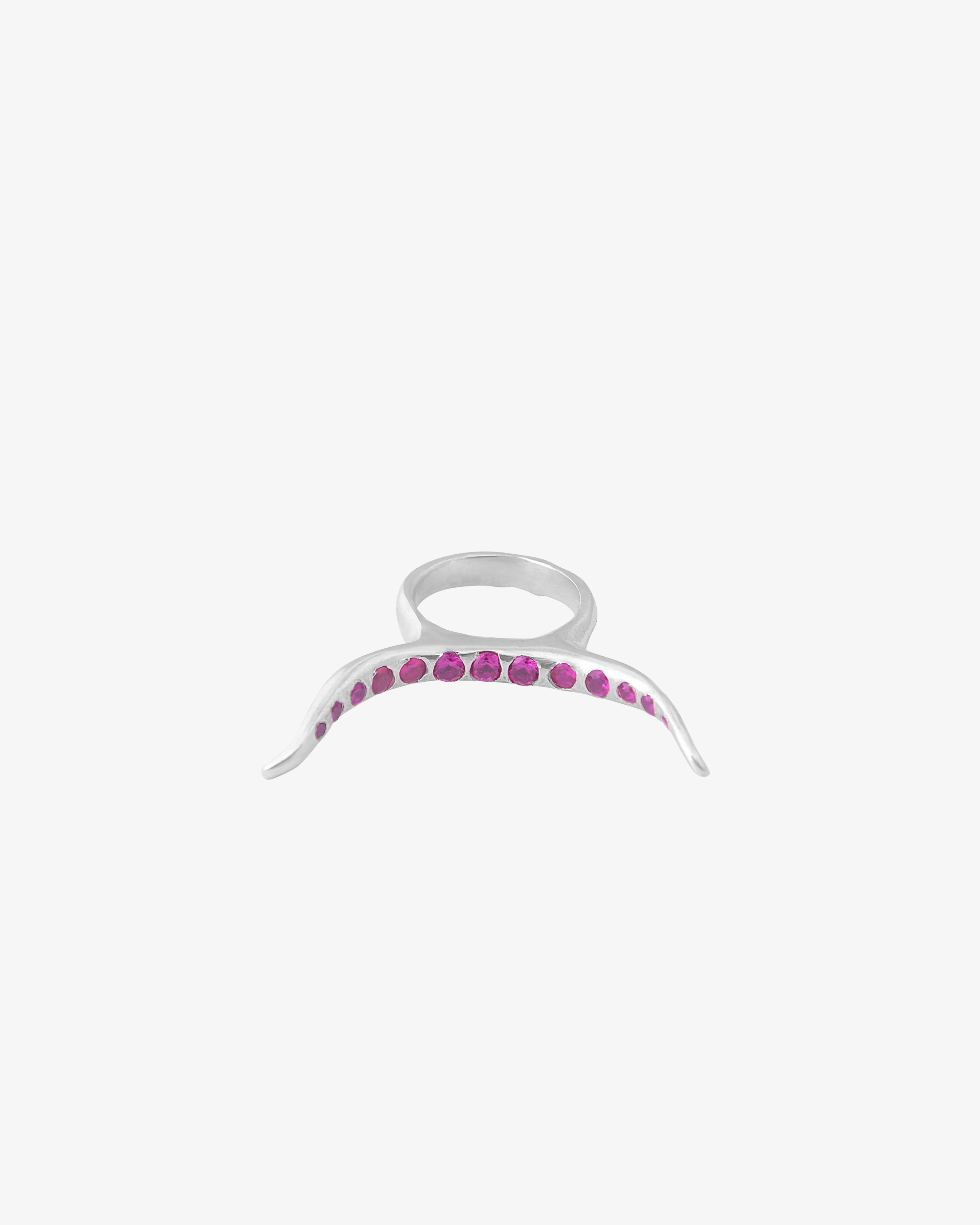 Burkindy - Horn Ring - (Sterling Silver/Red Garnet)