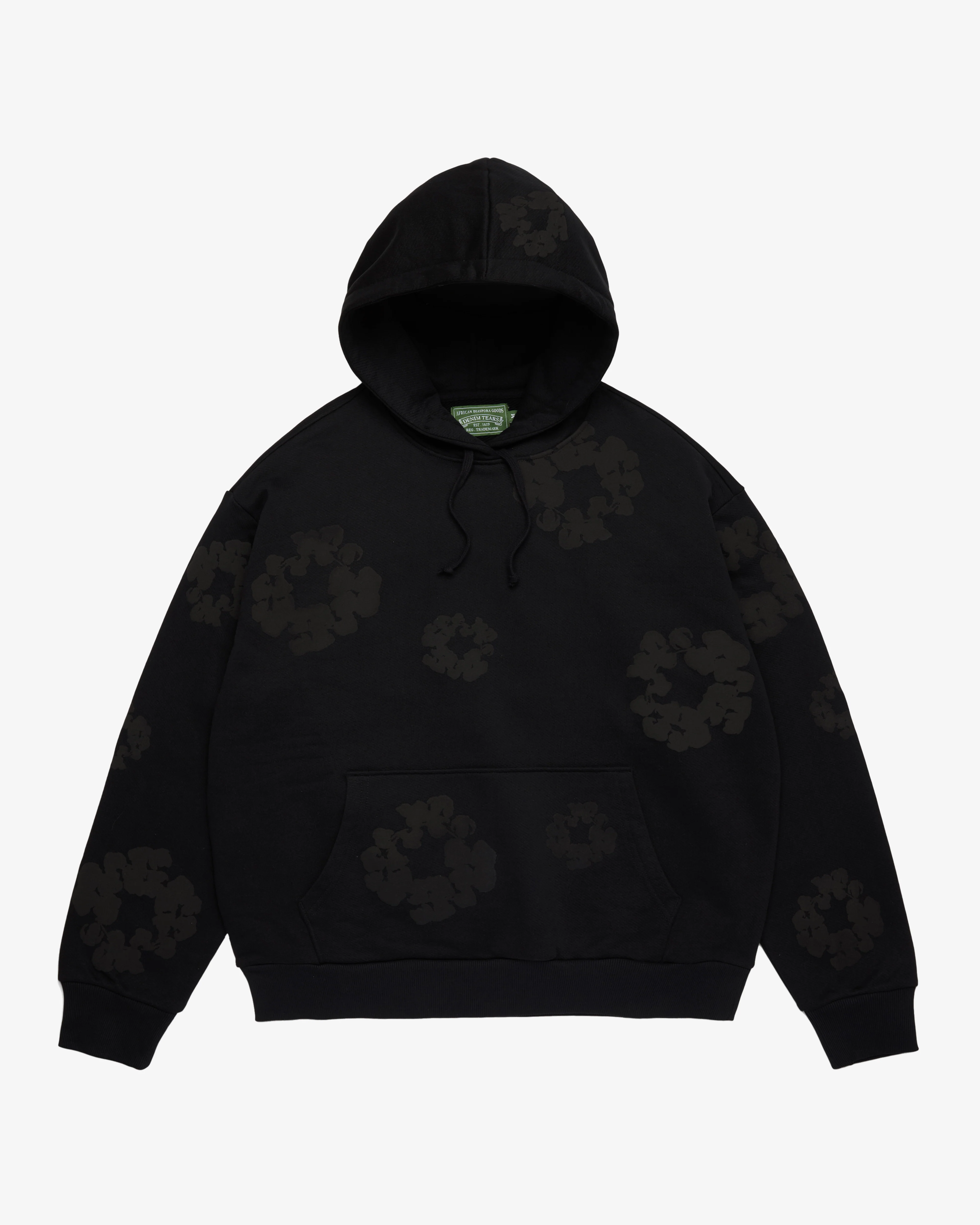 Denim Tears - Men's Black Mono Cotton Wreath Hoodie - (Black)