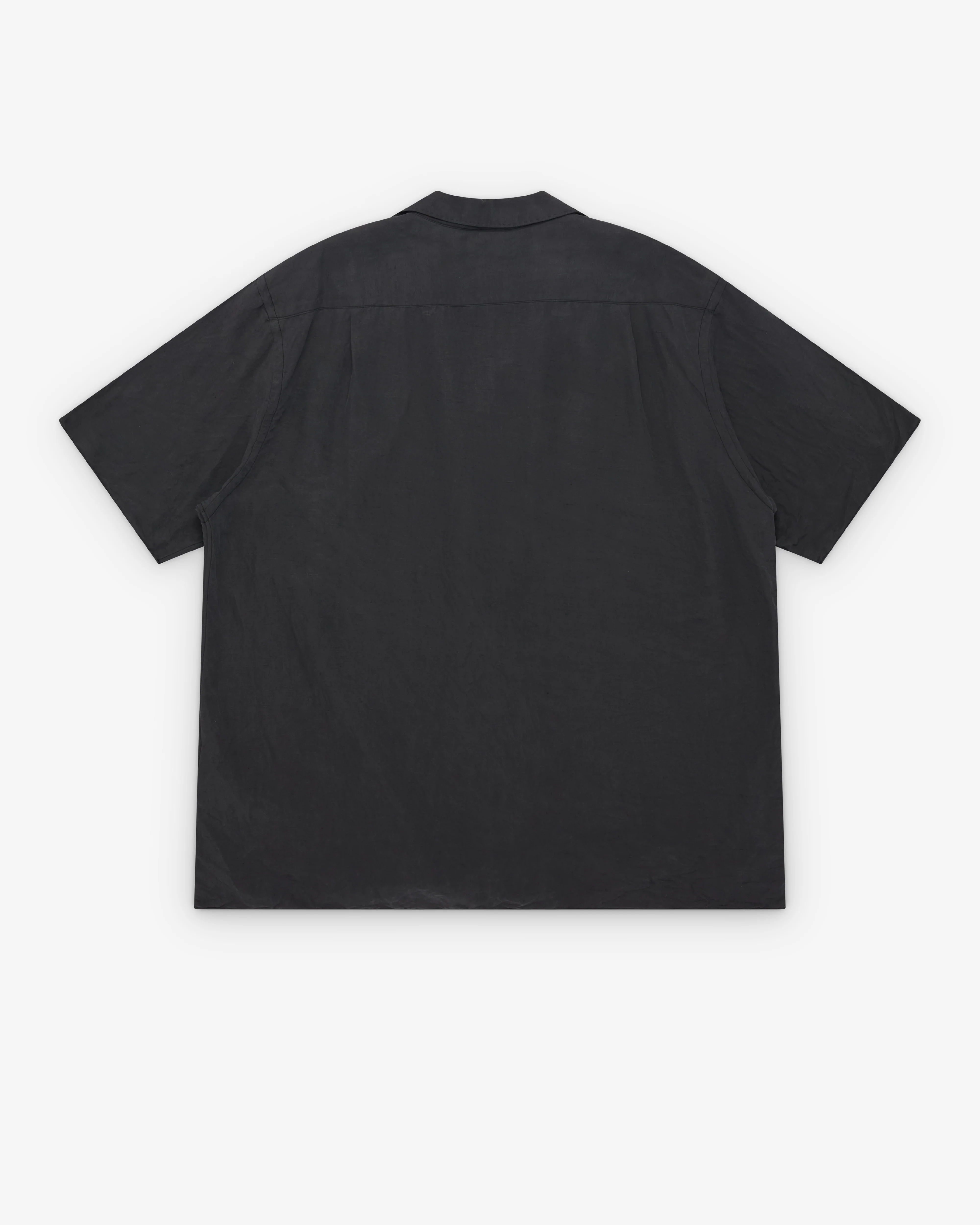 A.Presse - Men's Vintage Short Sleeve Open Collar Shirt - (Black)