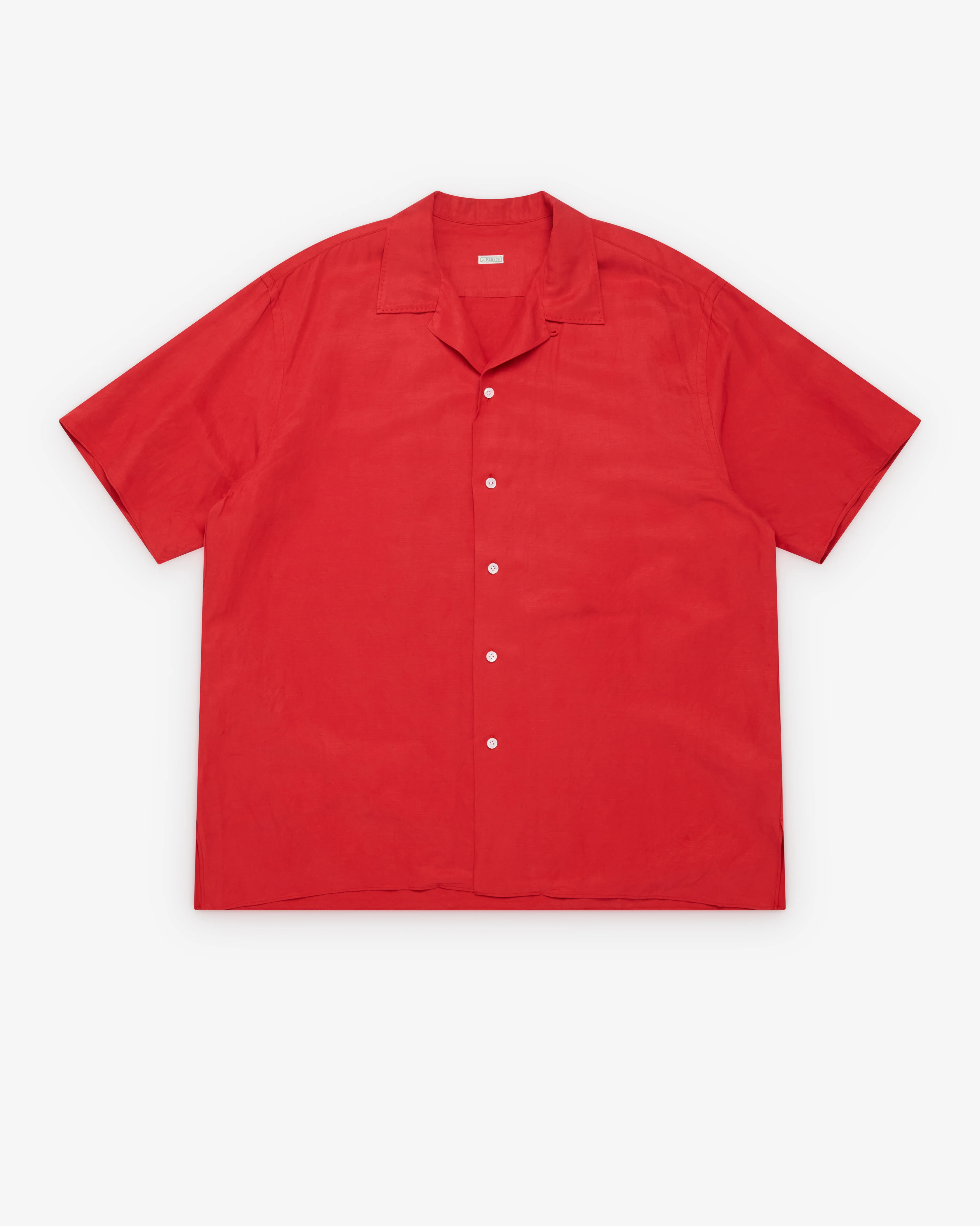 A.Presse - Men's Vintage Short Sleeve Open Collar Shirt - (Red)