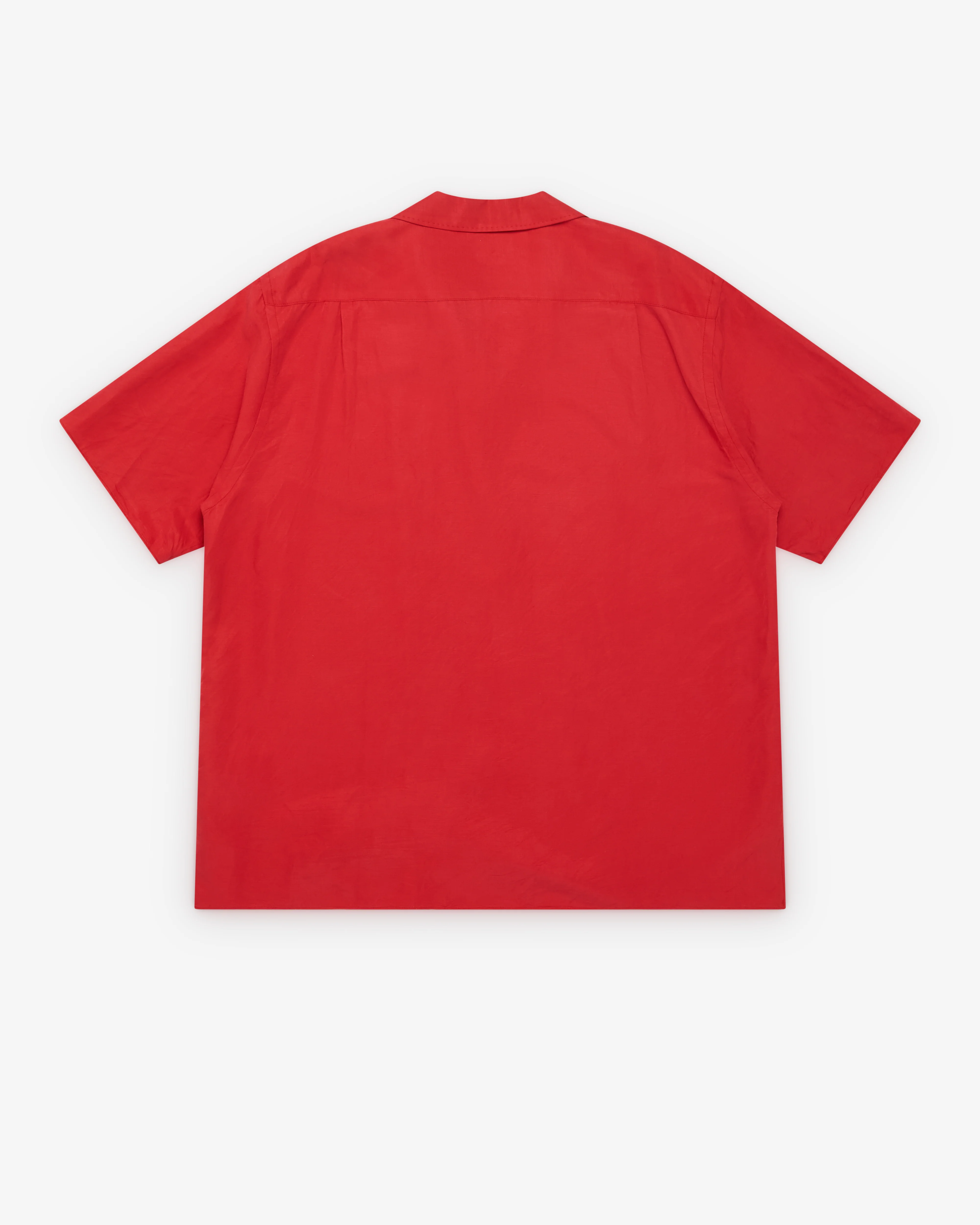 A.Presse - Men's Vintage Short Sleeve Open Collar Shirt - (Red)