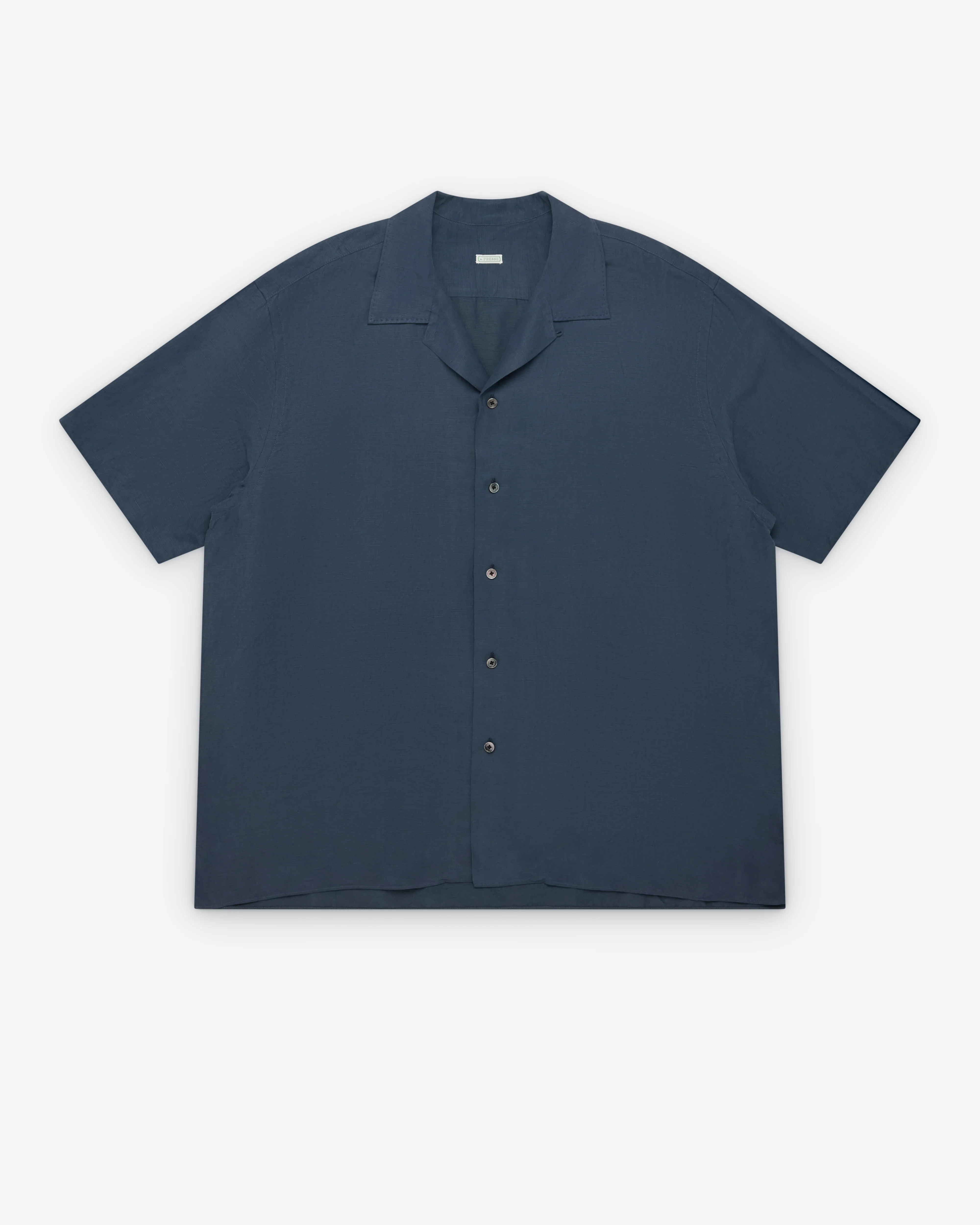 A.Presse - Men's Vintage Short Sleeve Open Collar Shirt - (Navy)