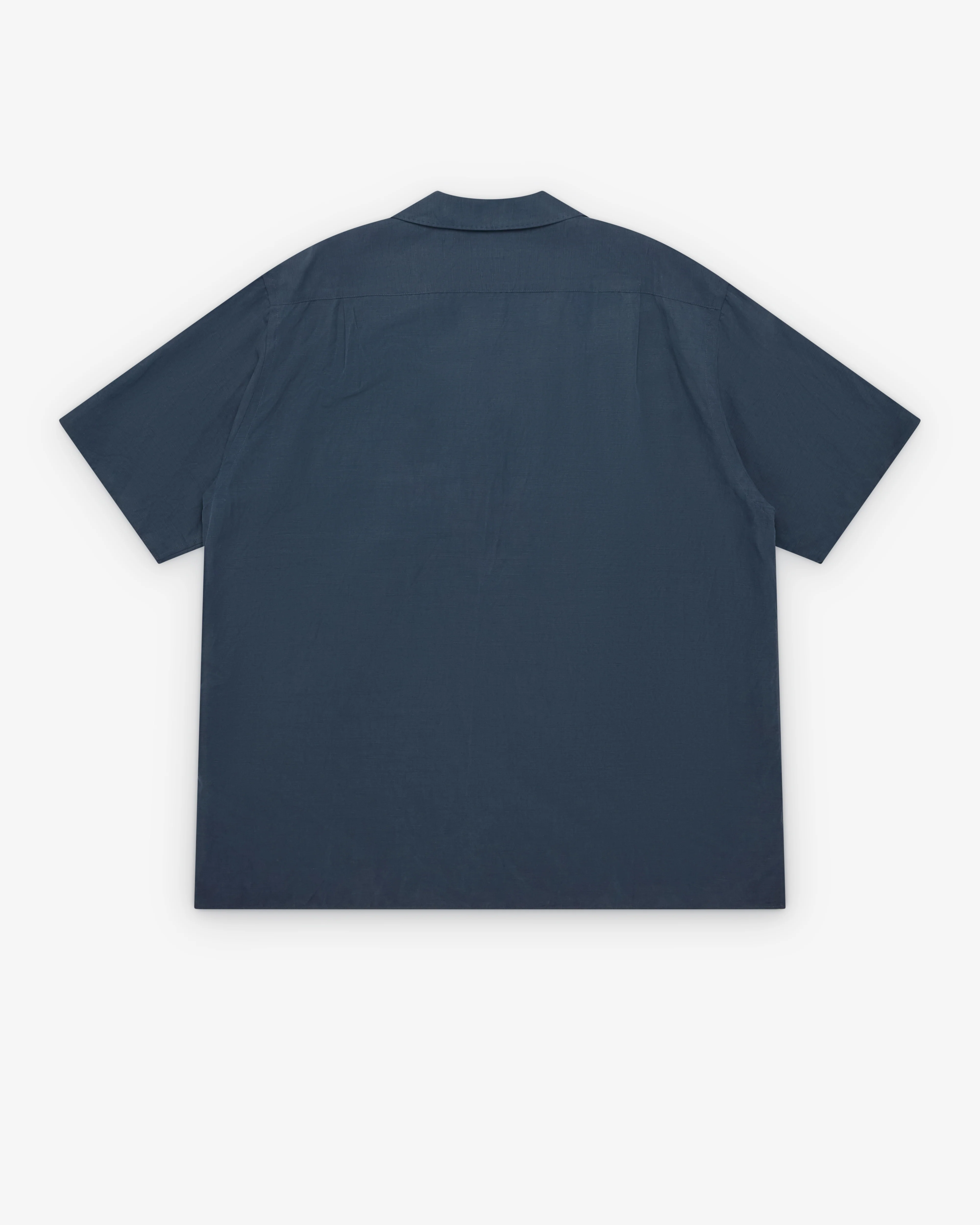 A.Presse - Men's Vintage Short Sleeve Open Collar Shirt - (Navy)