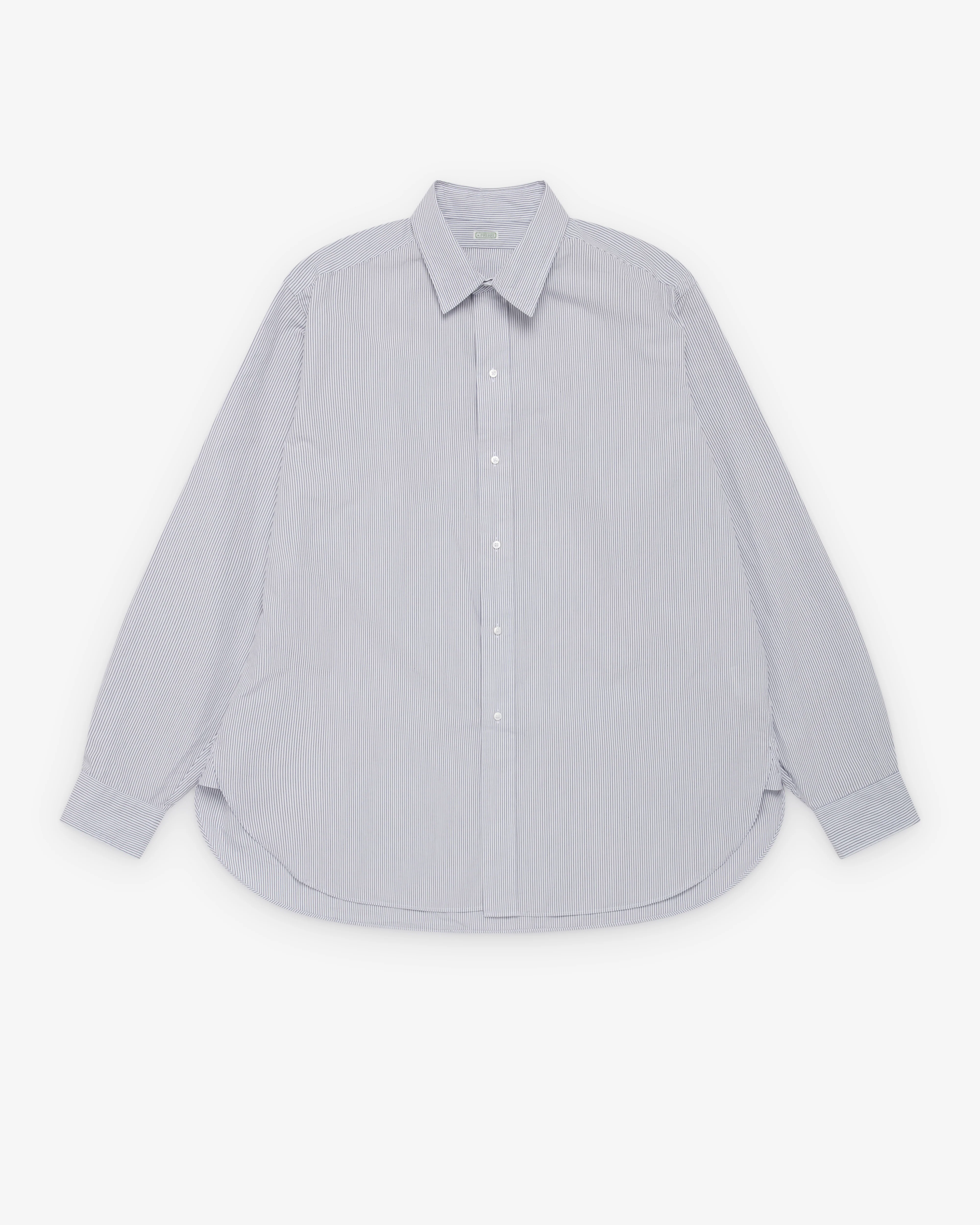 A.Presse - Men's Regular Collar Shirt - (Grey Stripe)