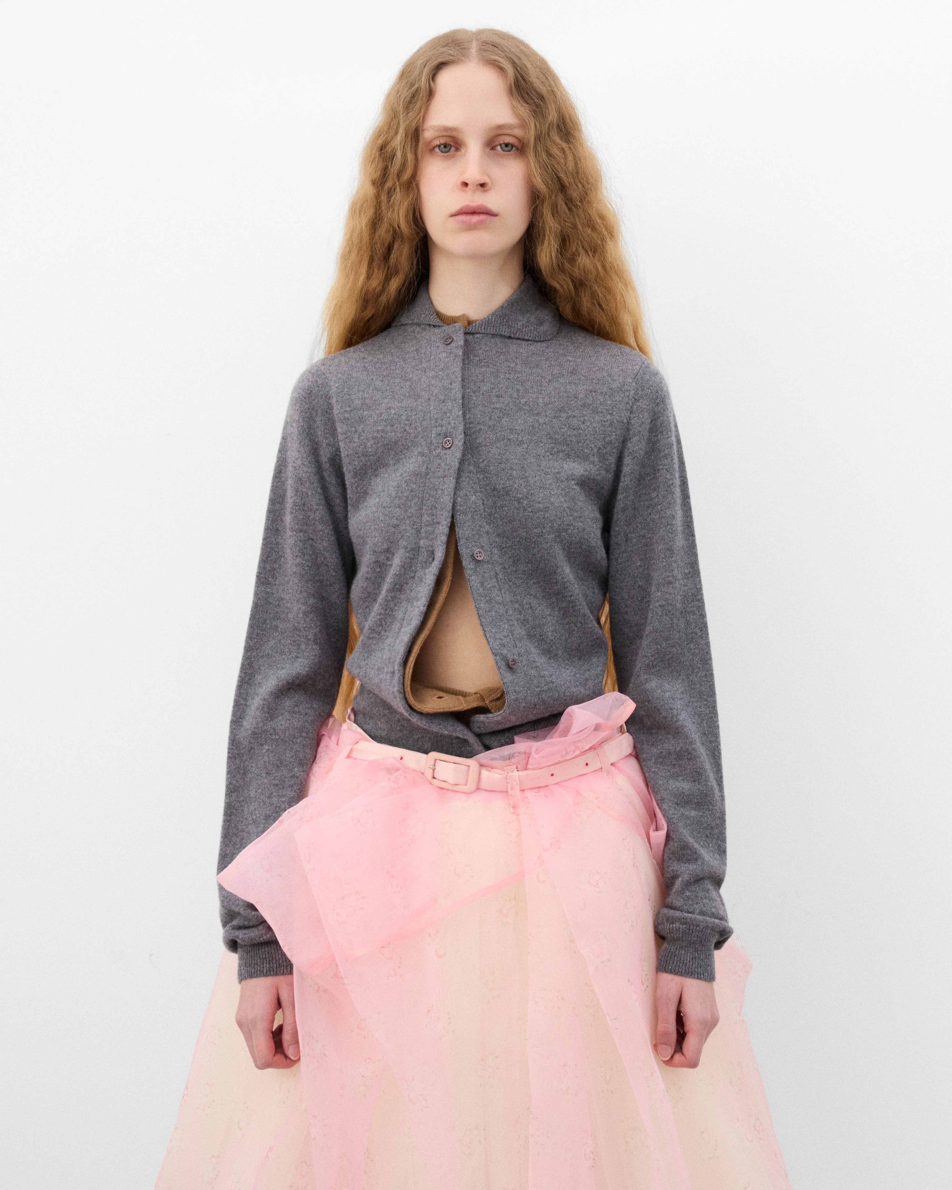 August Barron - Women's Double Cardigan - (Grey/Beige)
