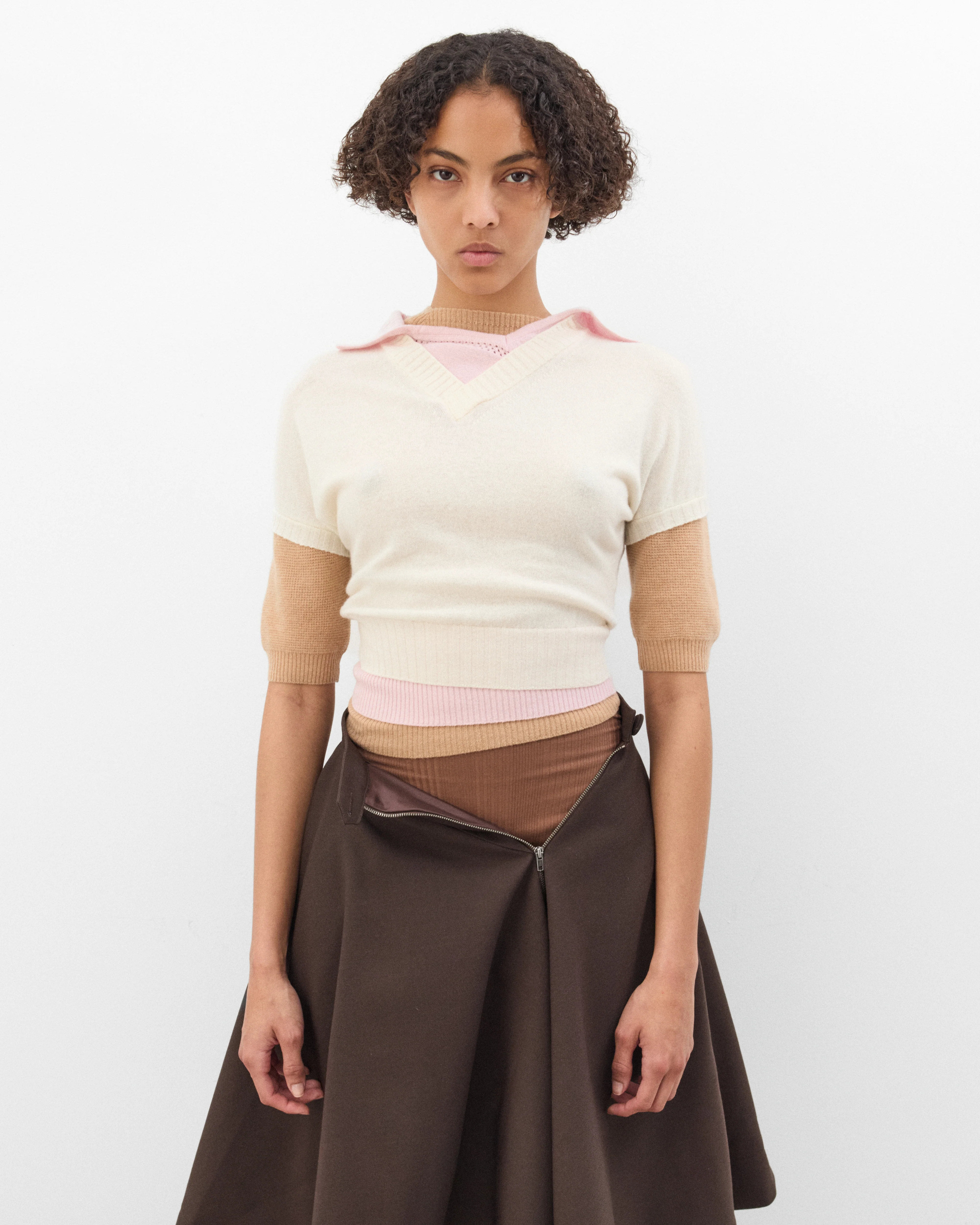 August Barron - Women's Triple Sweater - (Cream/Pink/Beige)