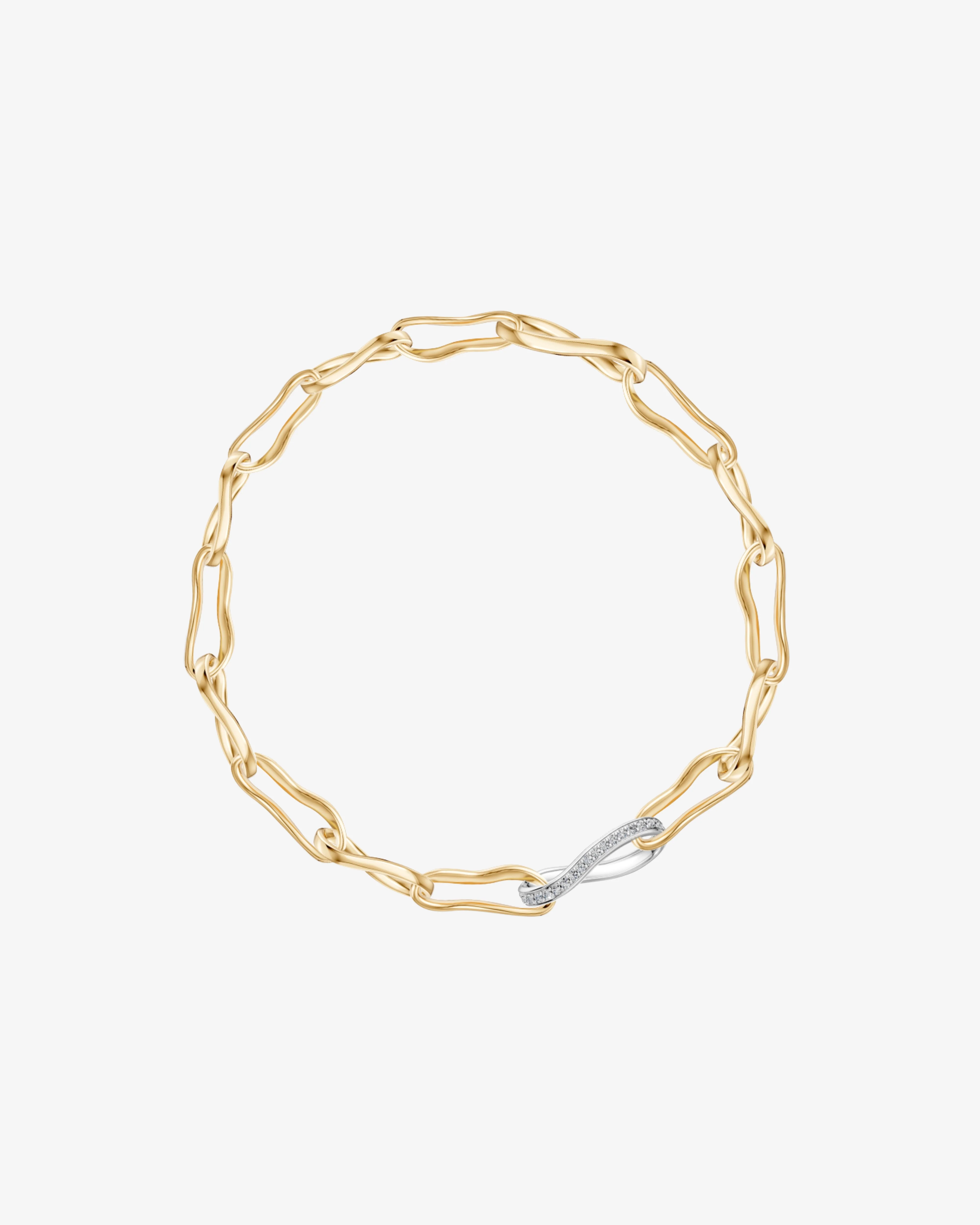 Bernard James - Crushed Macro Link Necklace - (Yellow Gold/White Gold)