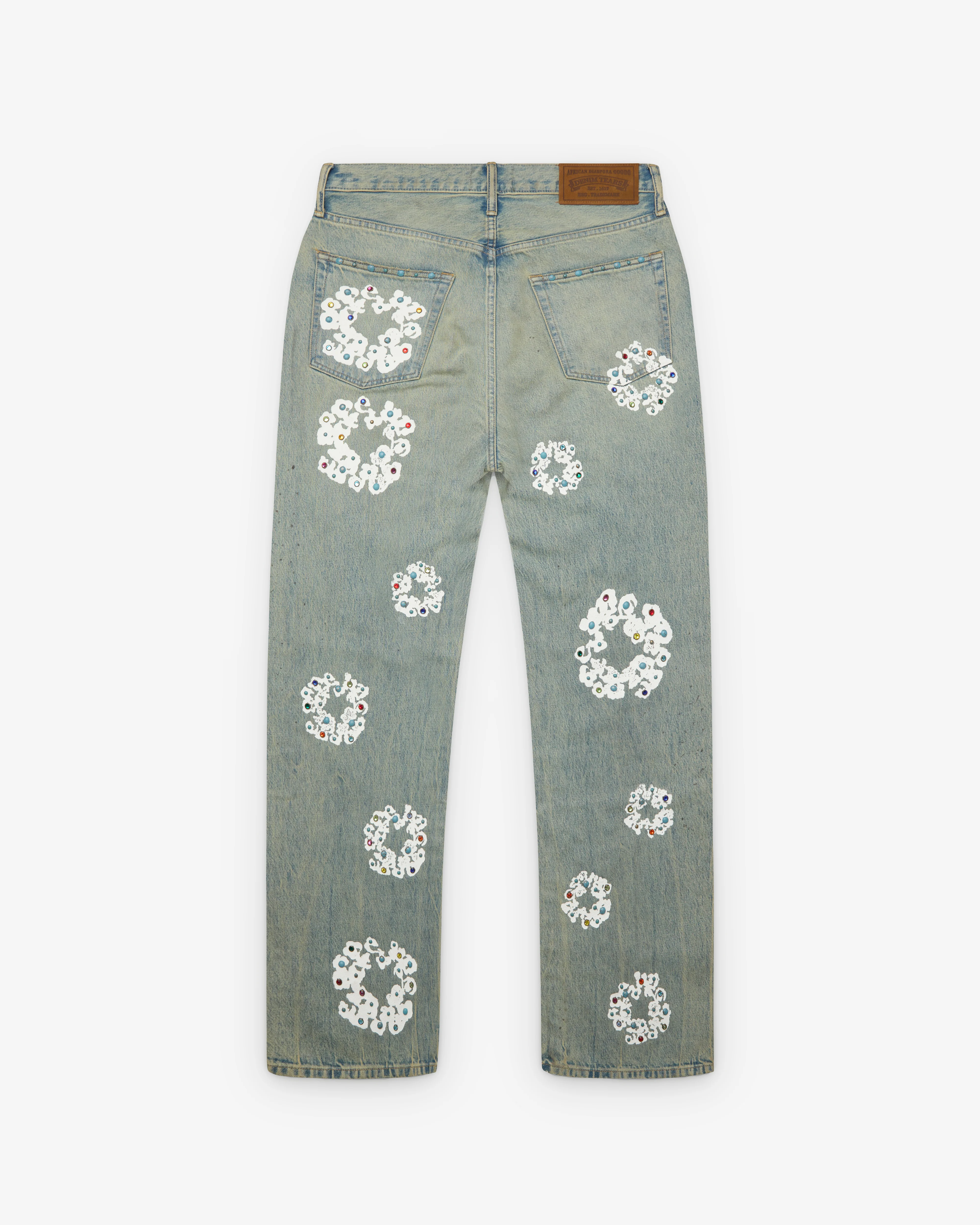 Denim Tears - Men's Baggy Studded Cotton Wreath Jeans - (Dirty Wash)