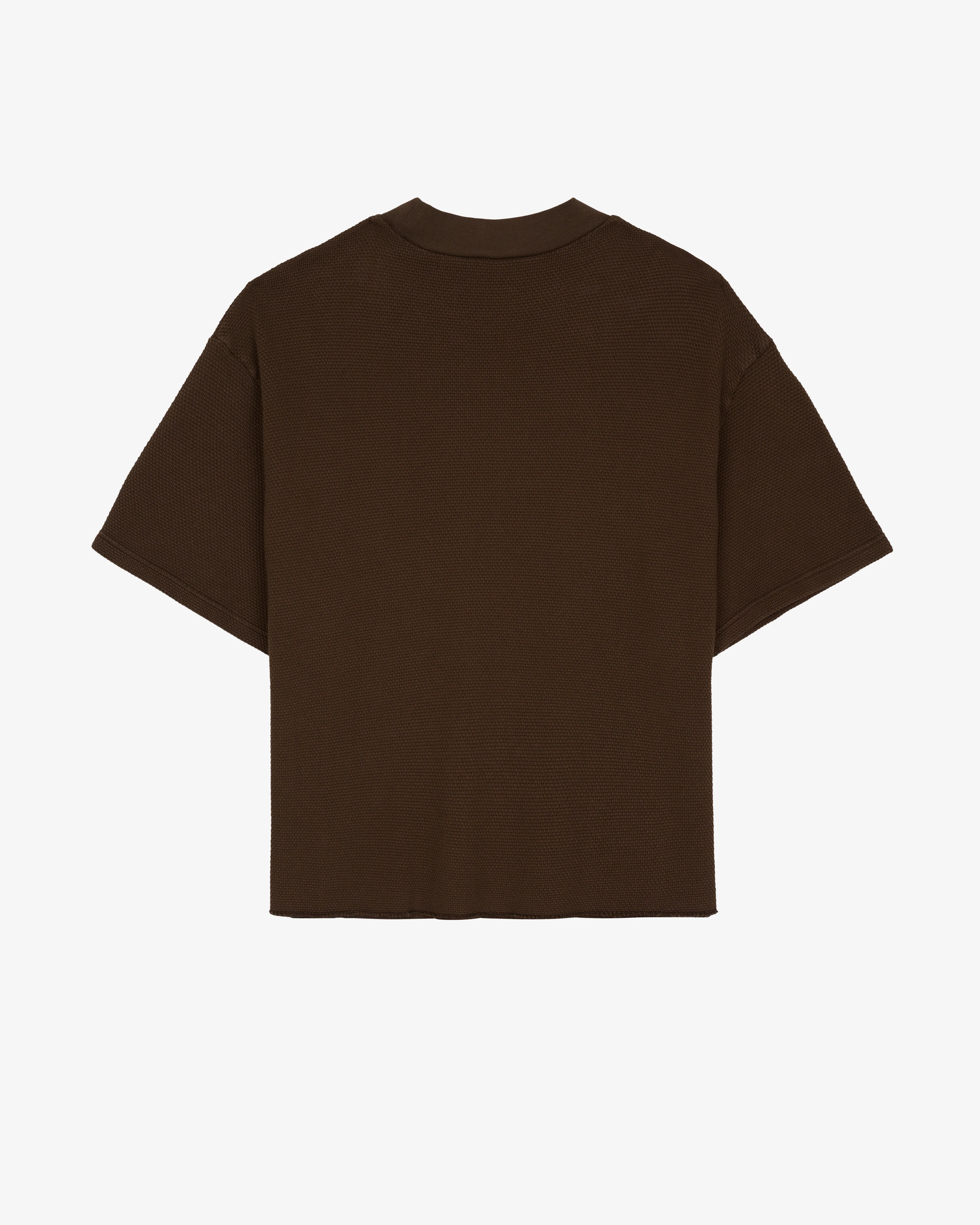 Brain Dead - Men's Boxy Thermal Mock Neck T-Shirt - (Brown)