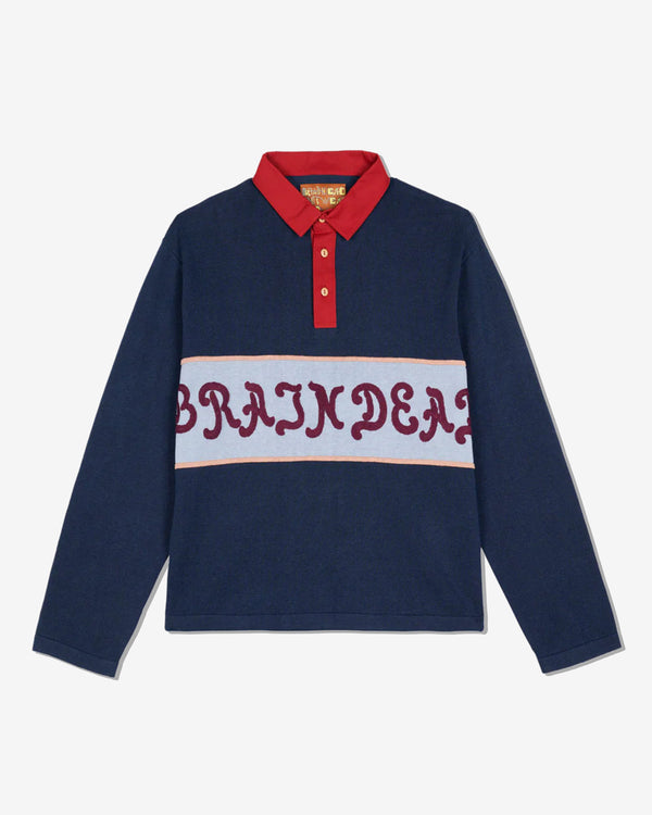 Brain Dead - Men
s Lifted Stripe Long Sleeve Sweater - (Navy/Multi)