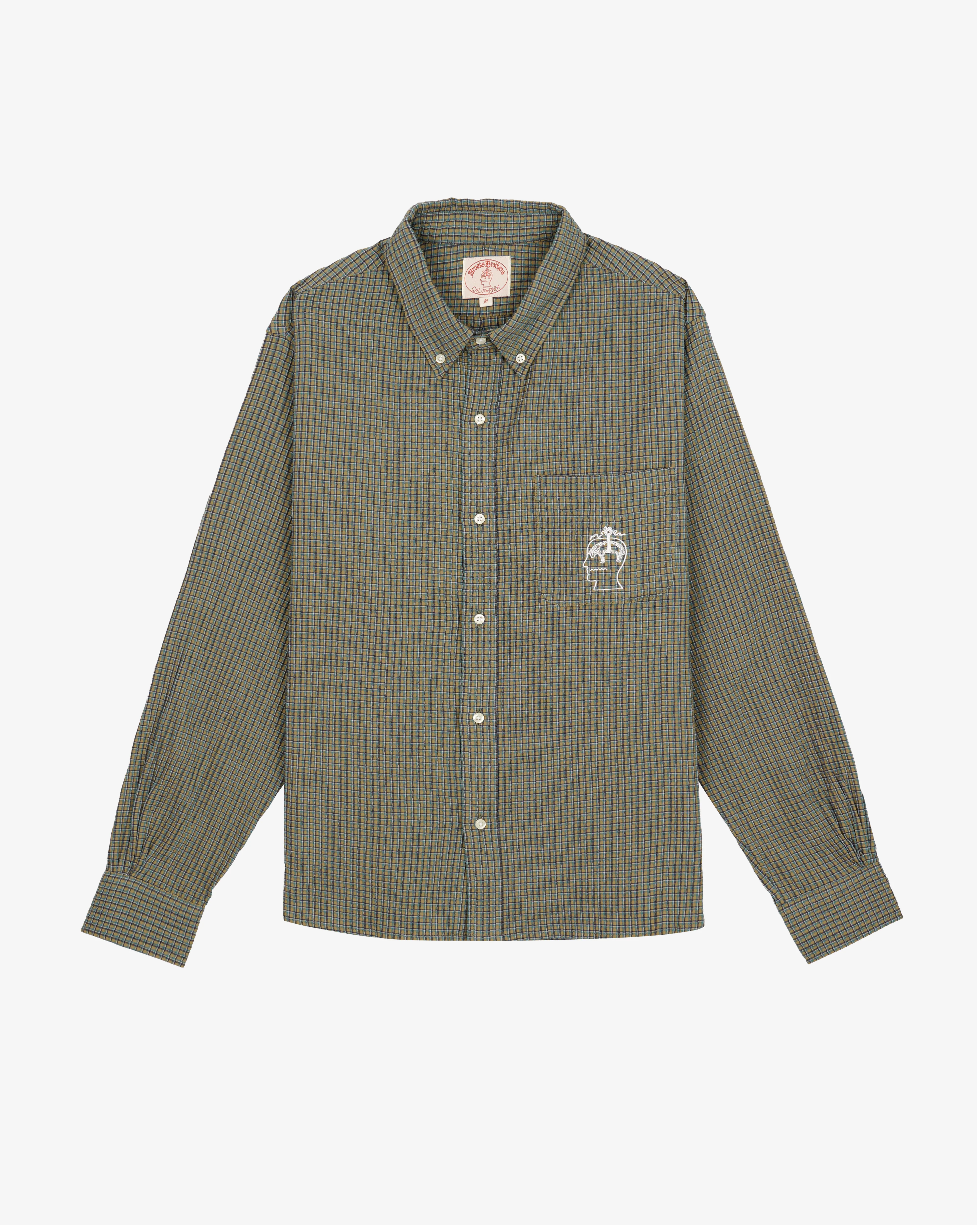 Brain Dead - Men's Brooks Brothers California Check Oxford Button Up Shirt - (Green) view 1, Click to Zoom in